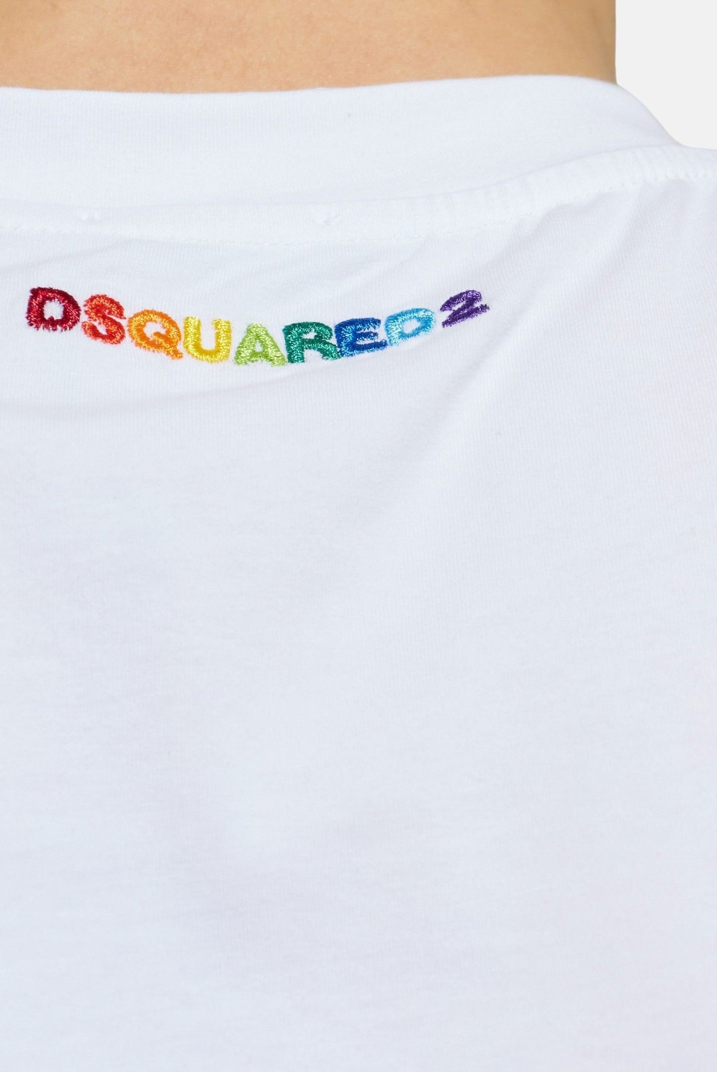 DSQUARED2 T-shirt a manica corta bianca da uomo con ricamo logo sul retro D9M206250 100 DSQUARED2