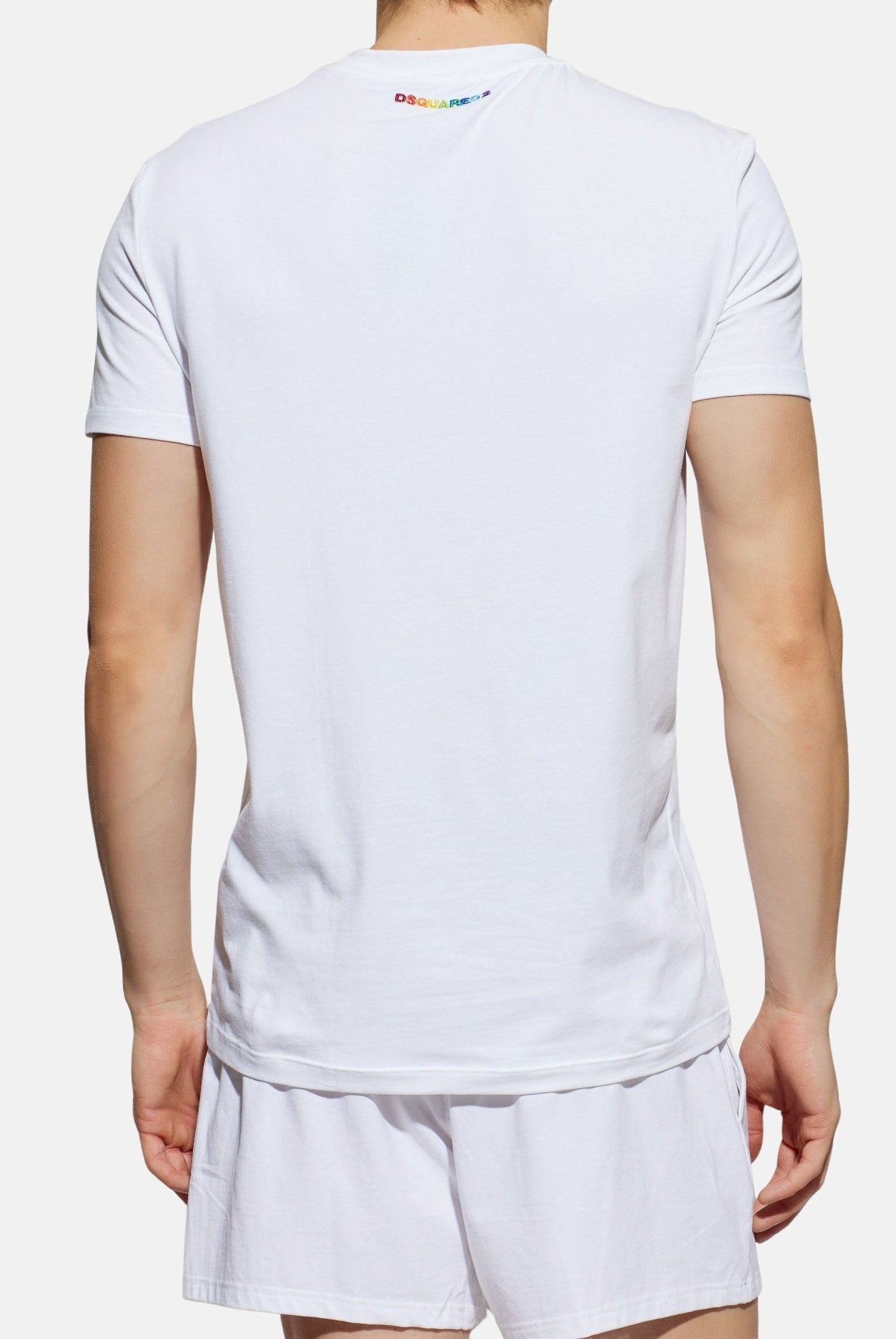 DSQUARED2 T-shirt a manica corta bianca da uomo con ricamo logo sul retro D9M206250 100 DSQUARED2