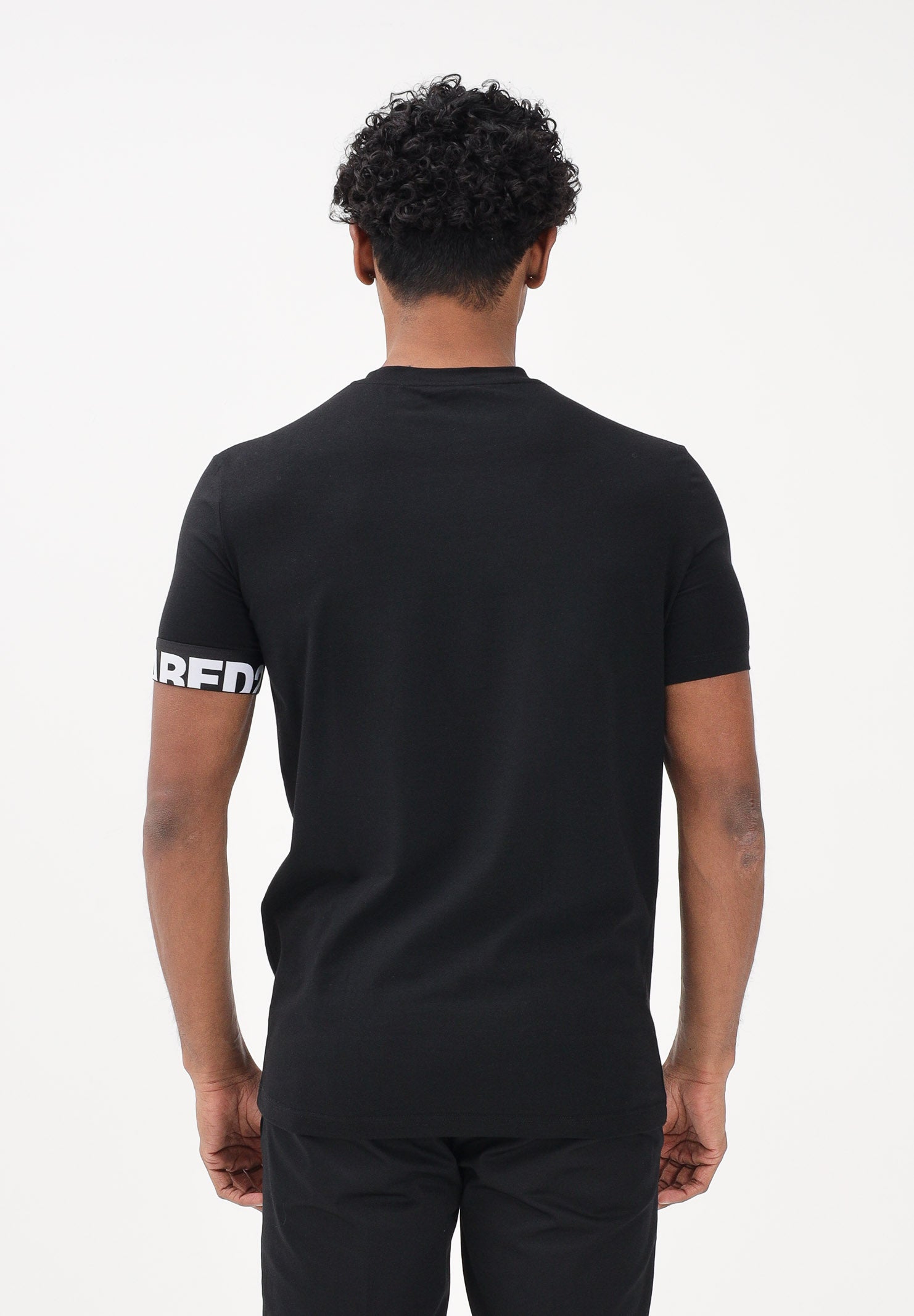 DSQUARED2 T-shirt a manica corta nera da uomo con manica logata D9M3S6190 010 DSQUARED2
