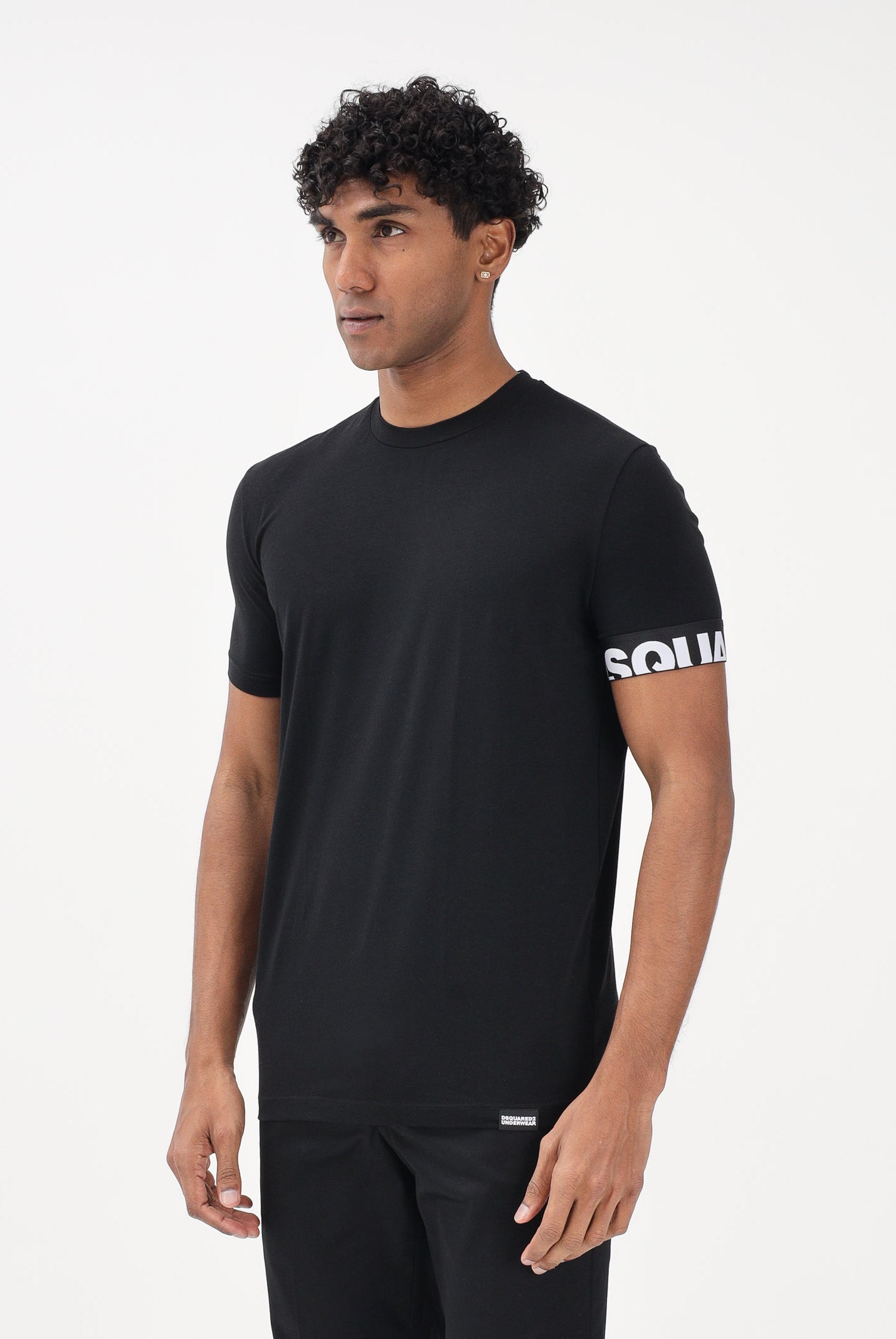 DSQUARED2 T-shirt a manica corta nera da uomo con manica logata D9M3S6190 010 DSQUARED2