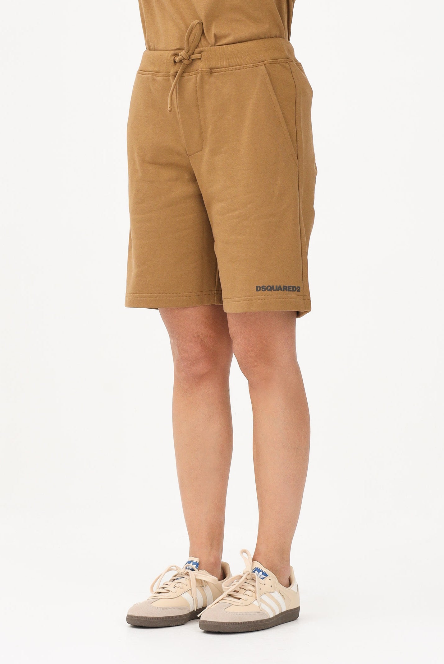 DSQUARED2 Shorts sportivo marrone per donna, ragazzi e bambini con stampa logo DQ2738D0094 DQ730 DSQUARED2