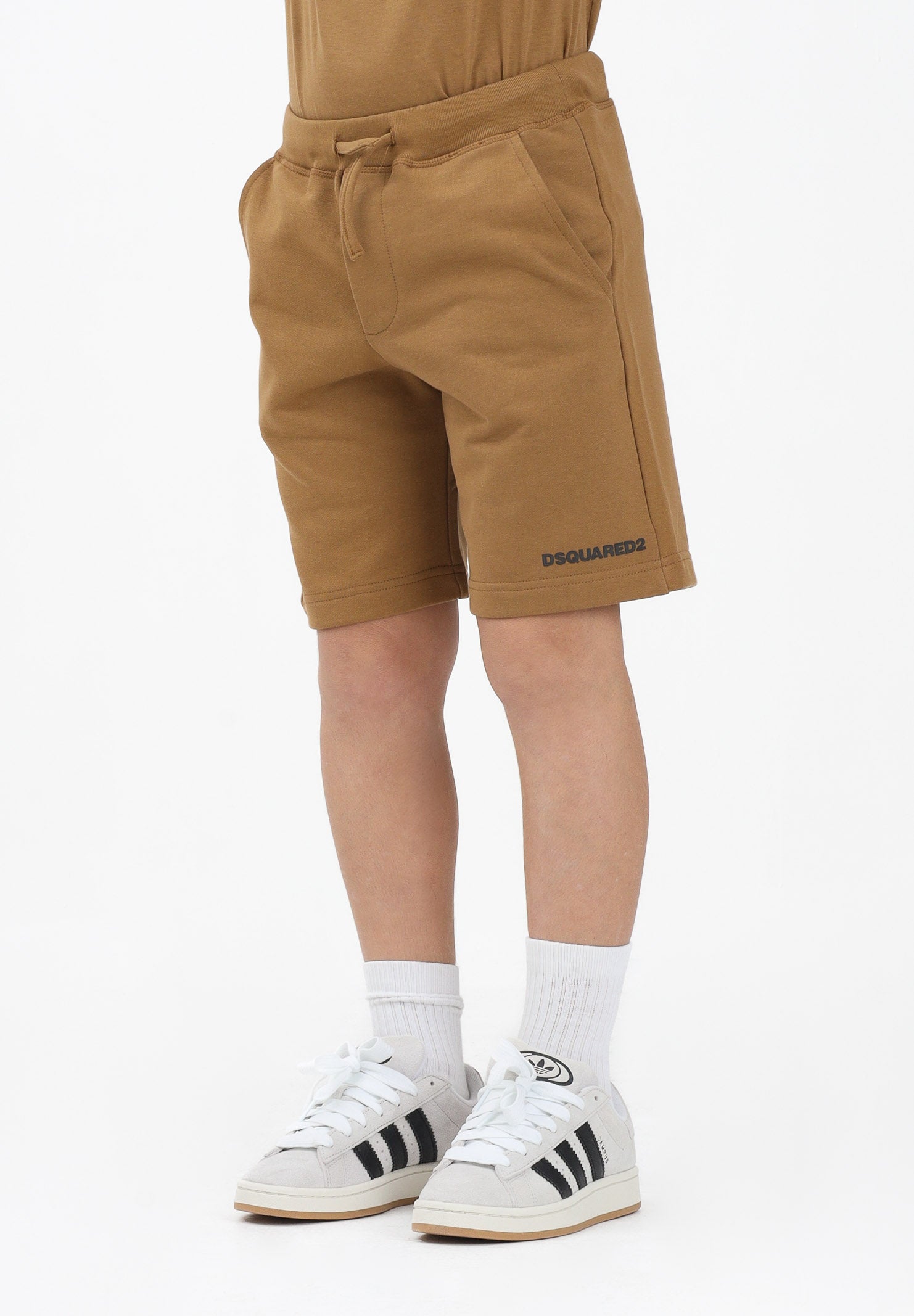 DSQUARED2 Shorts sportivo marrone per donna, ragazzi e bambini con stampa logo DQ2738D0094 DQ730 DSQUARED2