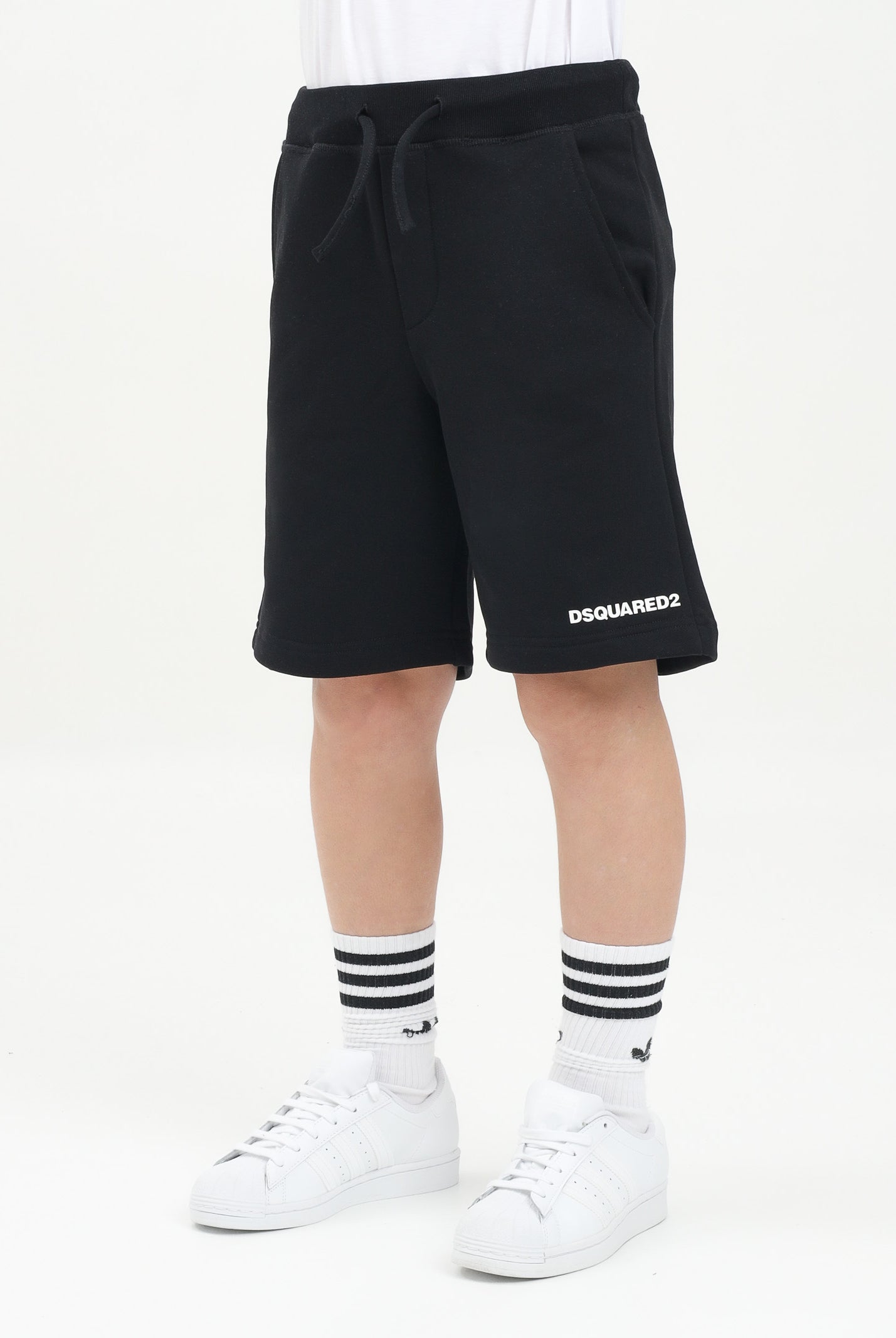 DSQUARED2 Shorts sportivo nero per donna, ragazzi e bambini con stampa logo DQ2738D0094 DQ900 DSQUARED2