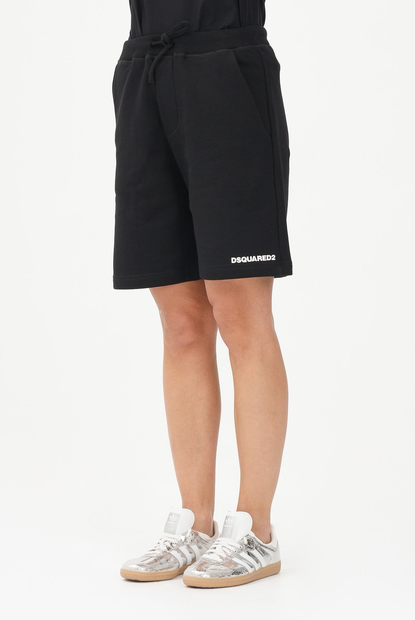 DSQUARED2 Shorts sportivo nero per donna, ragazzi e bambini con stampa logo DQ2738D0094 DQ900 DSQUARED2
