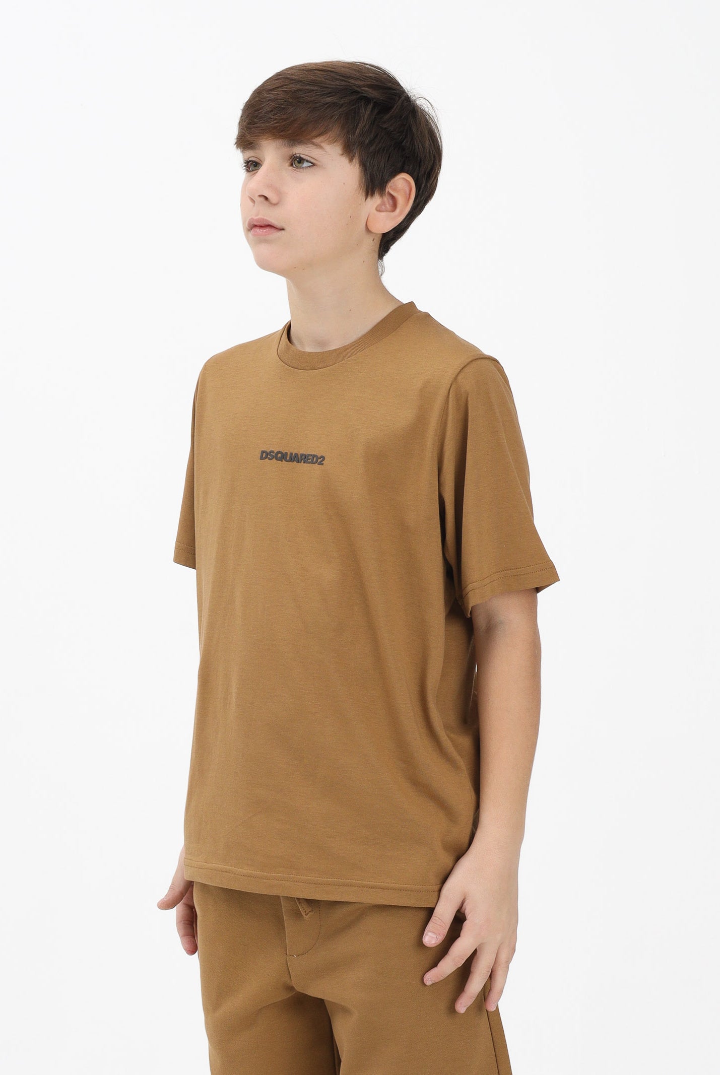 DSQUARED2 T-shirt a manica corta marrone per donna, ragazzi e bambini con logo DQ2823D004G DQ730 DSQUARED2