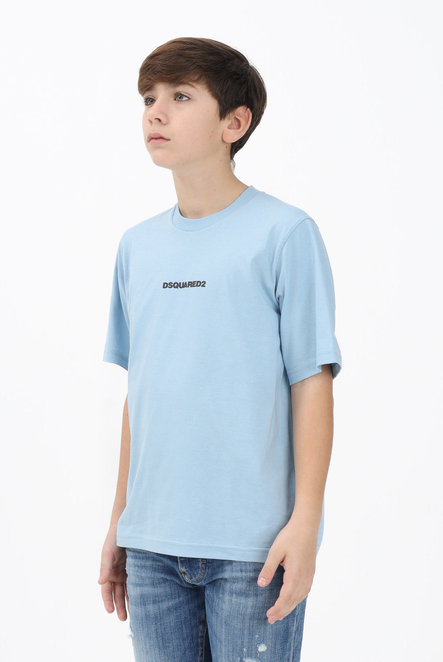 DSQUARED2 T-shirt a manica corta celeste per donna, ragazzi e bambini con logo DQ2823D004G DQ814 DSQUARED2