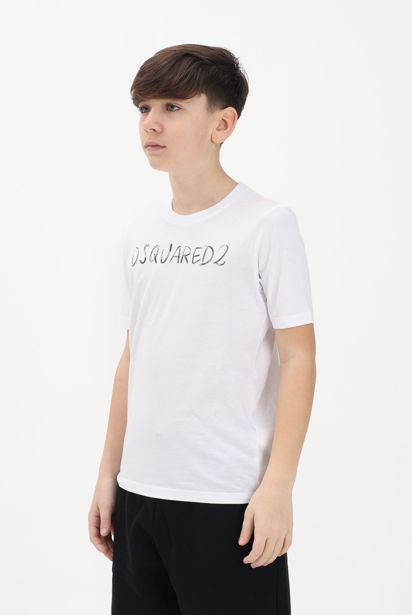 DSQUARED2 T-shirt a manica corta bianca per donna, ragazzi e bambini con logo DQ3158D0AGP DQ100 DSQUARED2