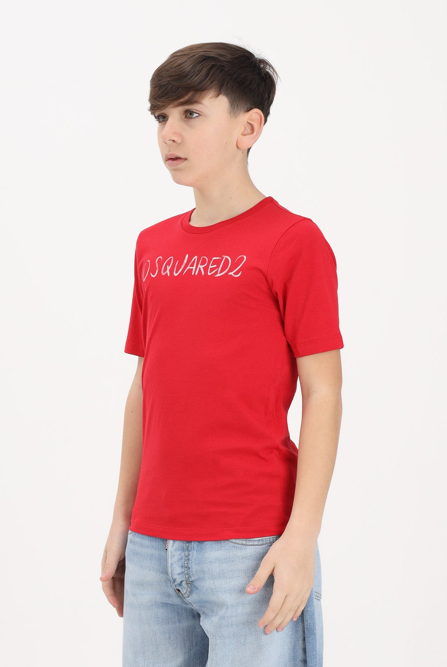 DSQUARED2 T-shirt a manica corta rossa per donna, ragazzi e bambini con logo DQ3158D0AGP DQ401 DSQUARED2