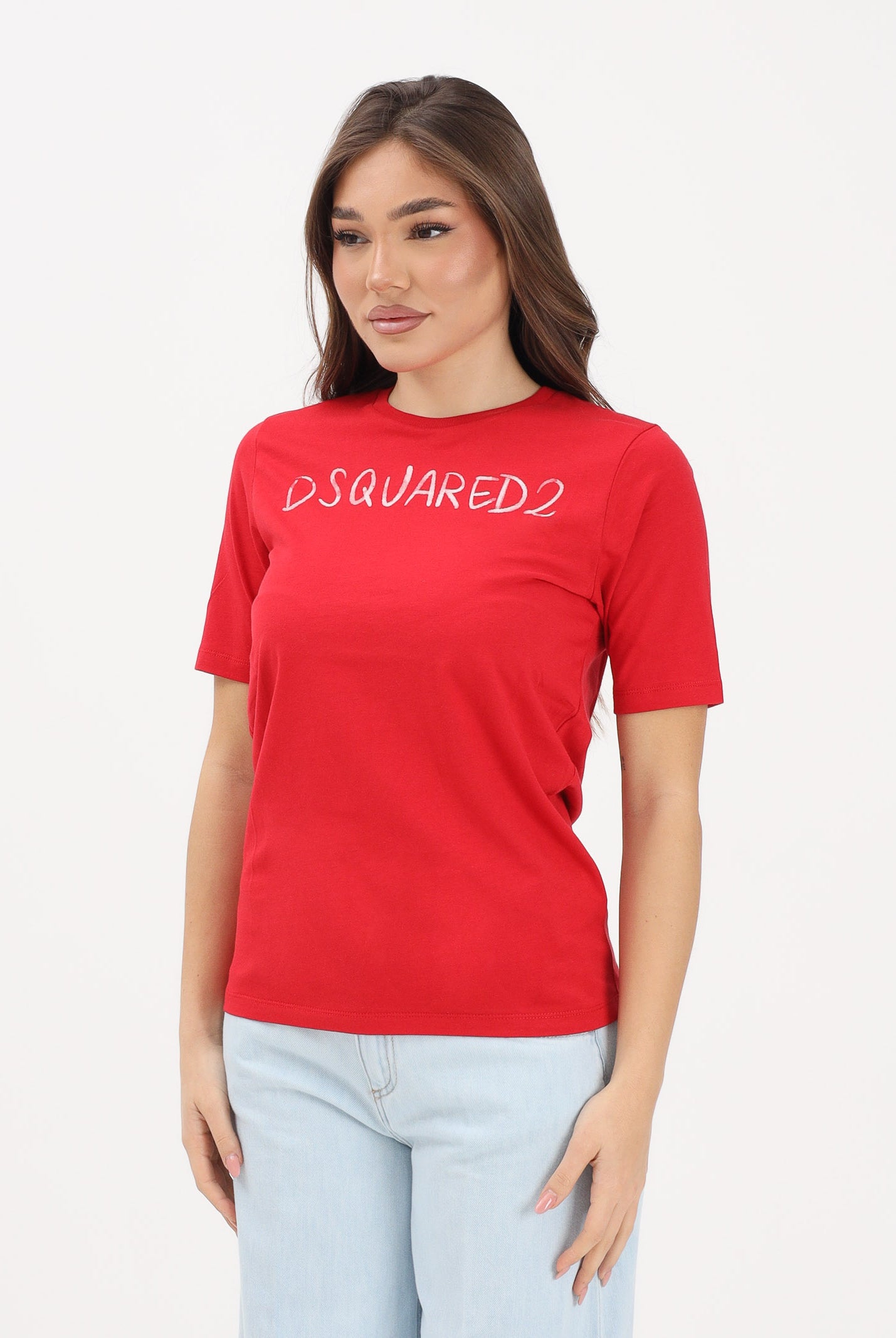 DSQUARED2 T-shirt a manica corta rossa per donna, ragazzi e bambini con logo DQ3158D0AGP DQ401 DSQUARED2