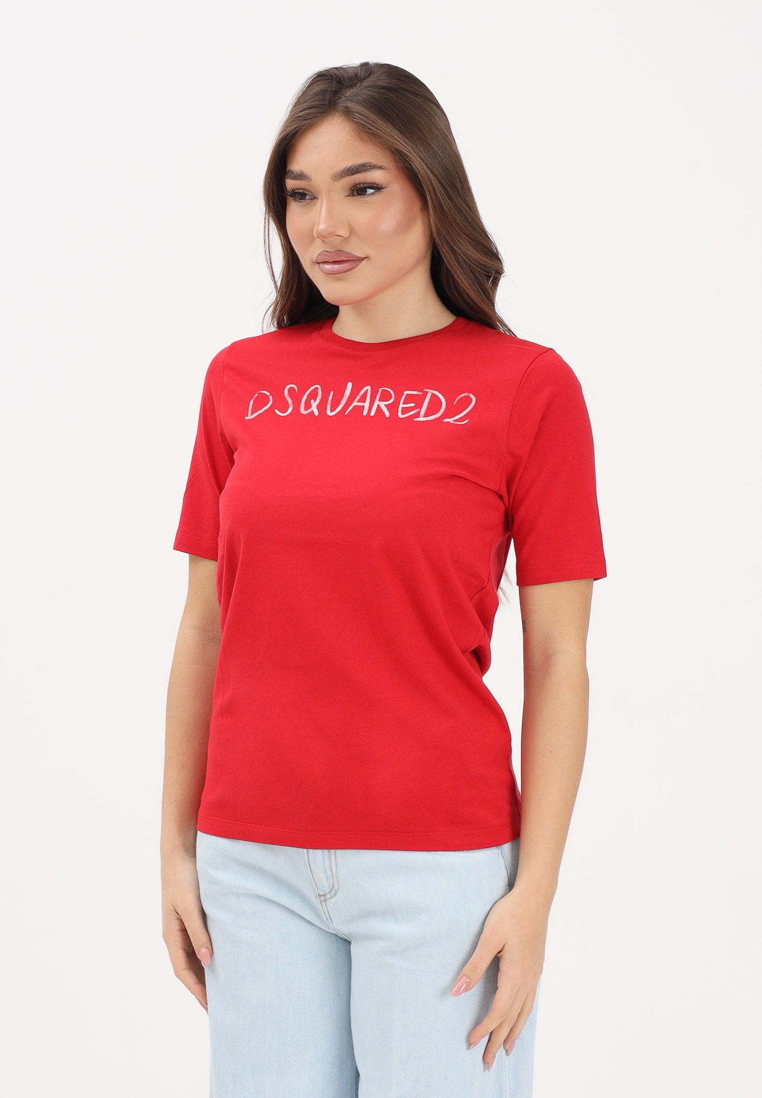 DSQUARED2 T-shirt a manica corta rossa per donna, ragazzi e bambini con logo DQ3158D0AGP DQ401 DSQUARED2