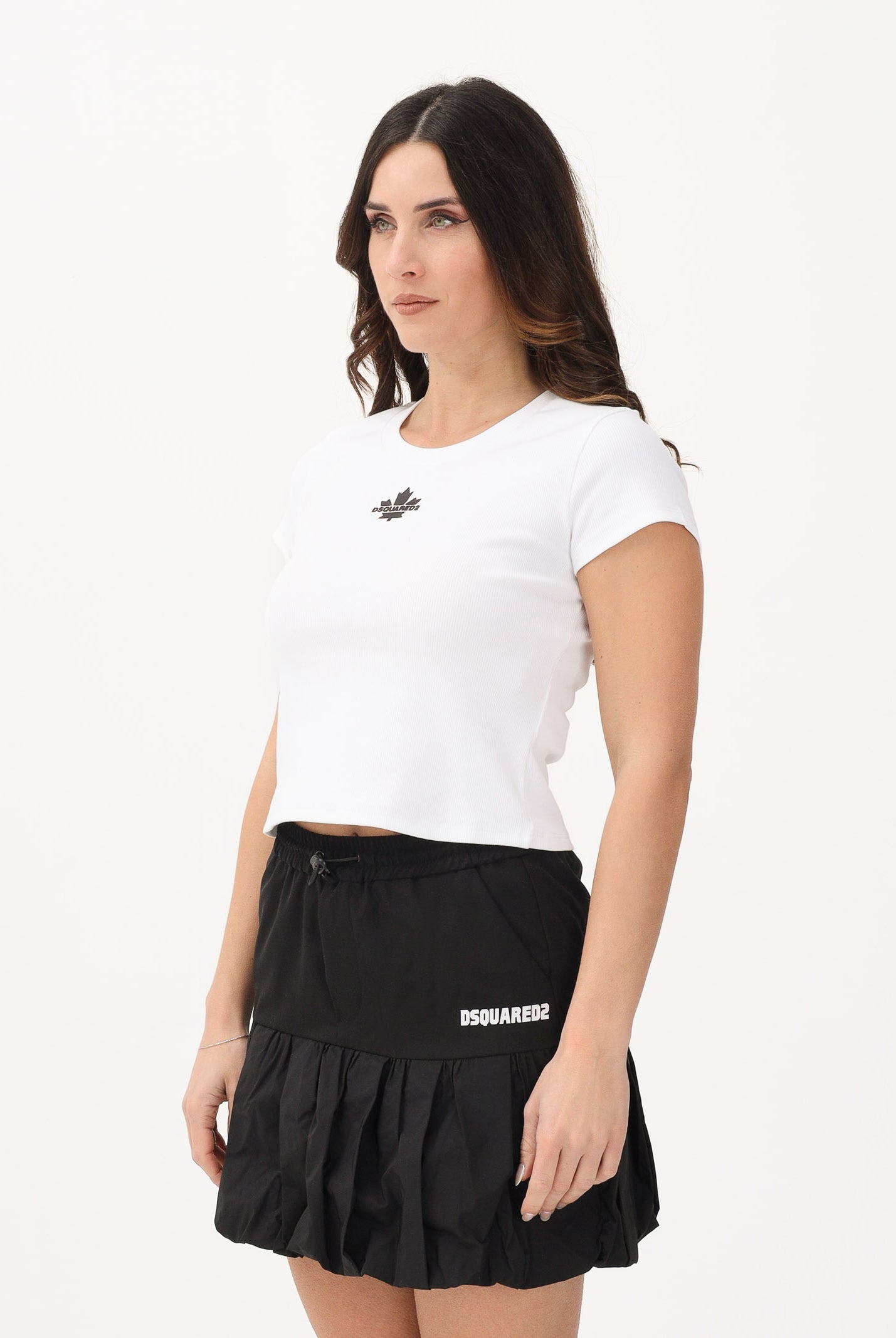 DSQUARED2 T-shirt a manica corta bianca per donna, ragazze e bambine con logo DQ3160D0AGG DQ100 DSQUARED2