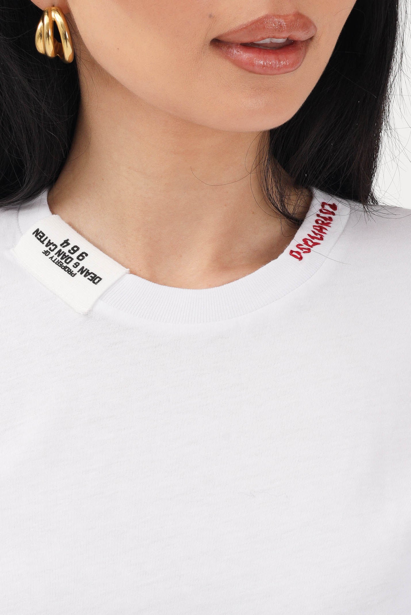 DSQUARED2 T-shirt a manica corta bianca per donna, ragazzi e bambini con logo al collo DQ3161D0AGP DQ100 DSQUARED2