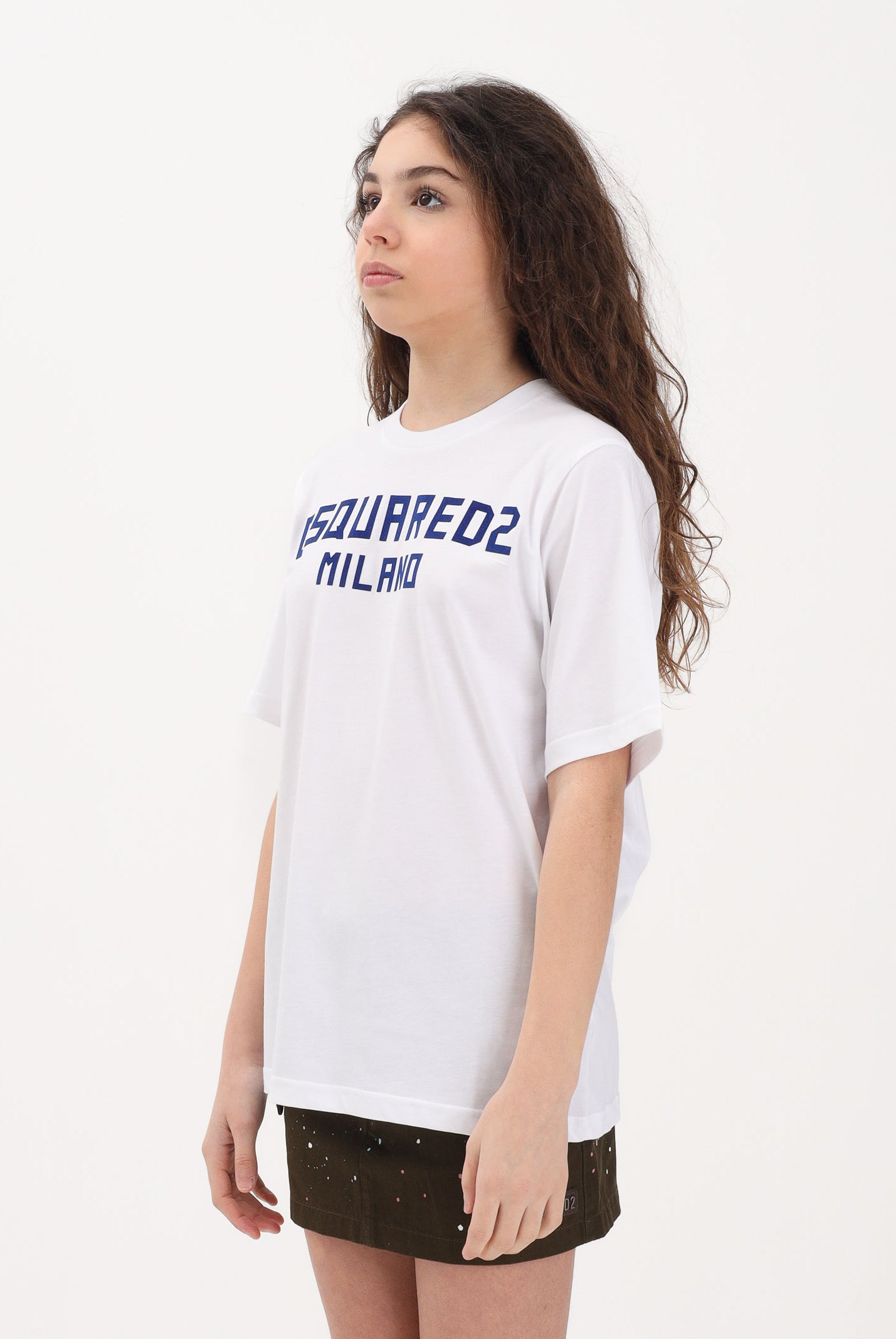 DSQUARED2 T-shirt a manica corta bianca per donna, ragazzi e bambini con stampa logo DQ3164D0015 DQ100 DSQUARED2