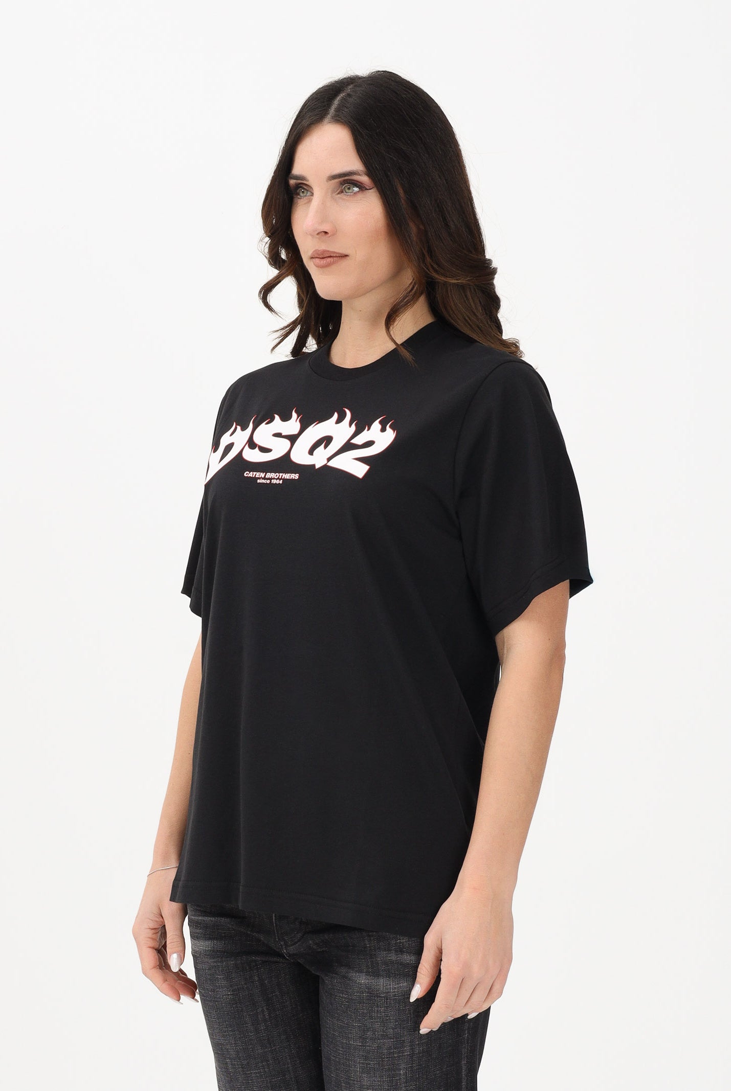 DSQUARED2 T-shirt a manica corta nera per donna, ragazzi e bambini con logo DSQ2 DQ3168D00XM DQ900 DSQUARED2