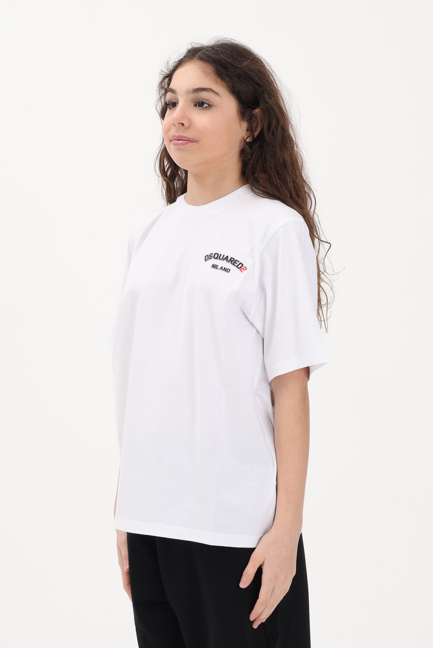 DSQUARED2 T-shirt a manica corta bianca per donna, ragazzi e bambini con logo DQ3169D0AAP DQ100 DSQUARED2