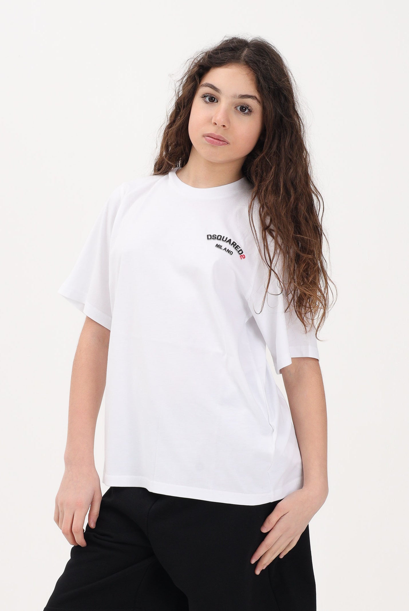 DSQUARED2 T-shirt a manica corta bianca per donna, ragazzi e bambini con logo DQ3169D0AAP DQ100 DSQUARED2