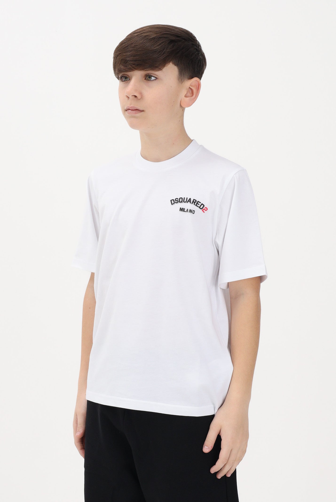 DSQUARED2 T-shirt a manica corta bianca per donna, ragazzi e bambini con logo DQ3169D0AAP DQ100 DSQUARED2