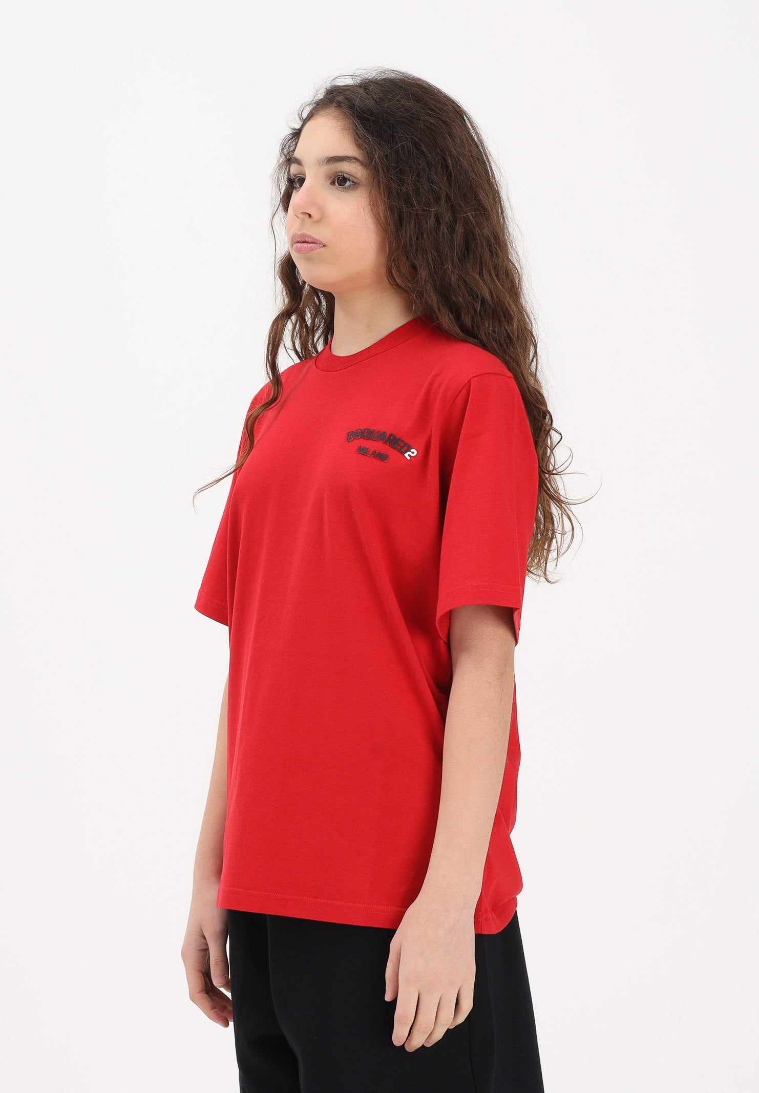DSQUARED2 T-shirt a manica corta rossa per donna, ragazzi e bambini con logo DQ3169D0AAP DQ401 DSQUARED2