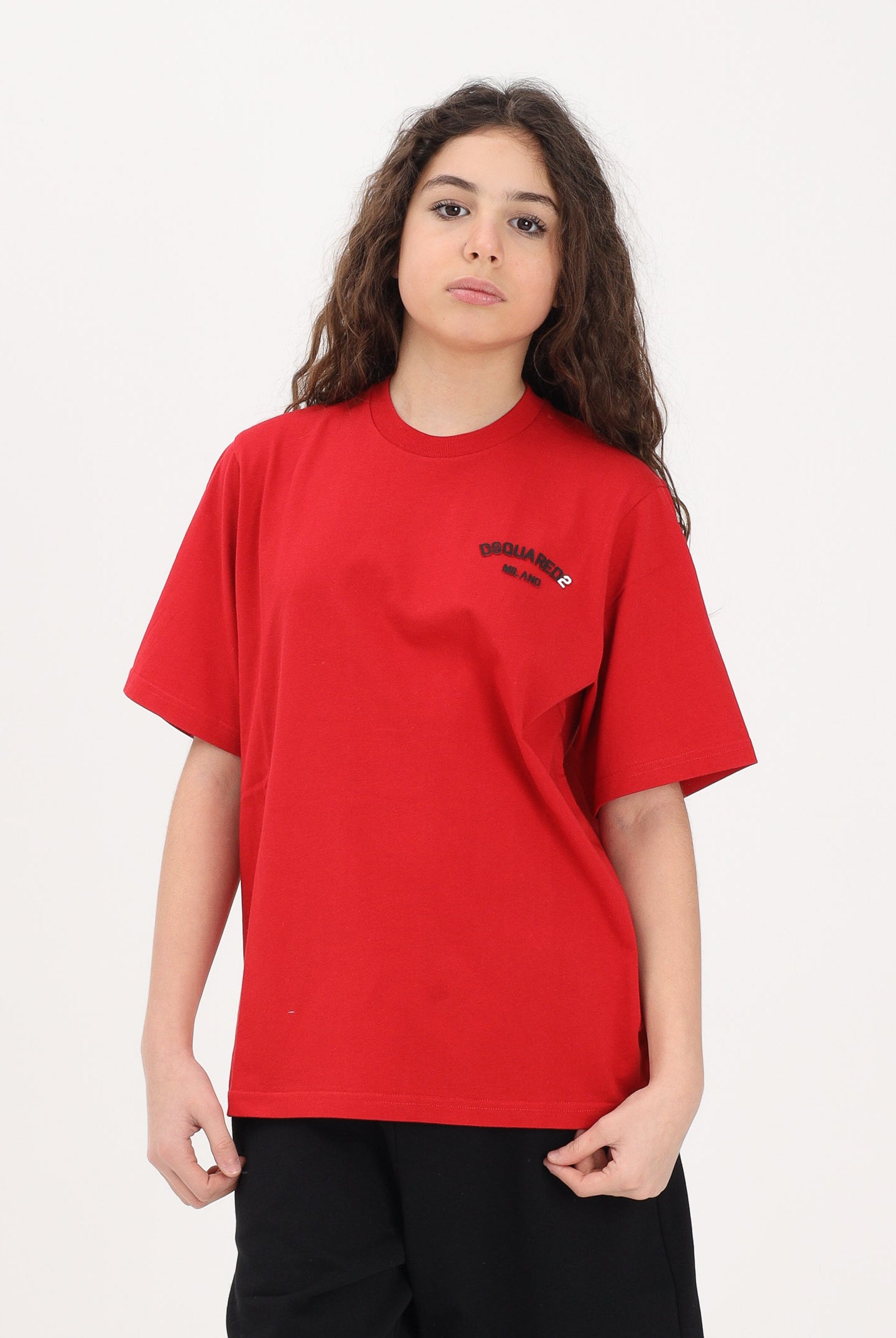 DSQUARED2 T-shirt a manica corta rossa per donna, ragazzi e bambini con logo DQ3169D0AAP DQ401 DSQUARED2