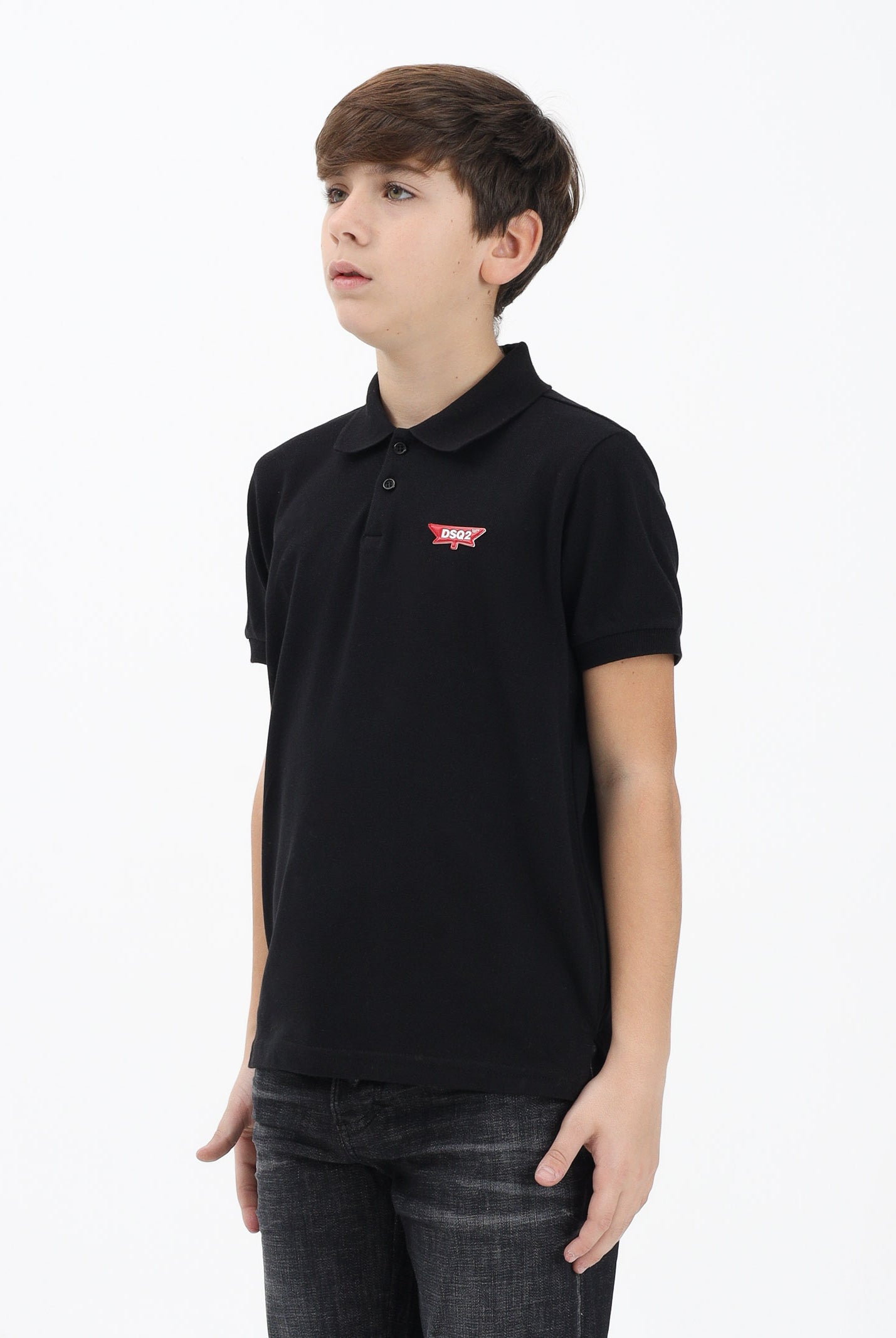 DSQUARED2 Polo a manica corta nera per donna, ragazzi e bambini con logo DQ3175D0AGD DQ900 DSQUARED2