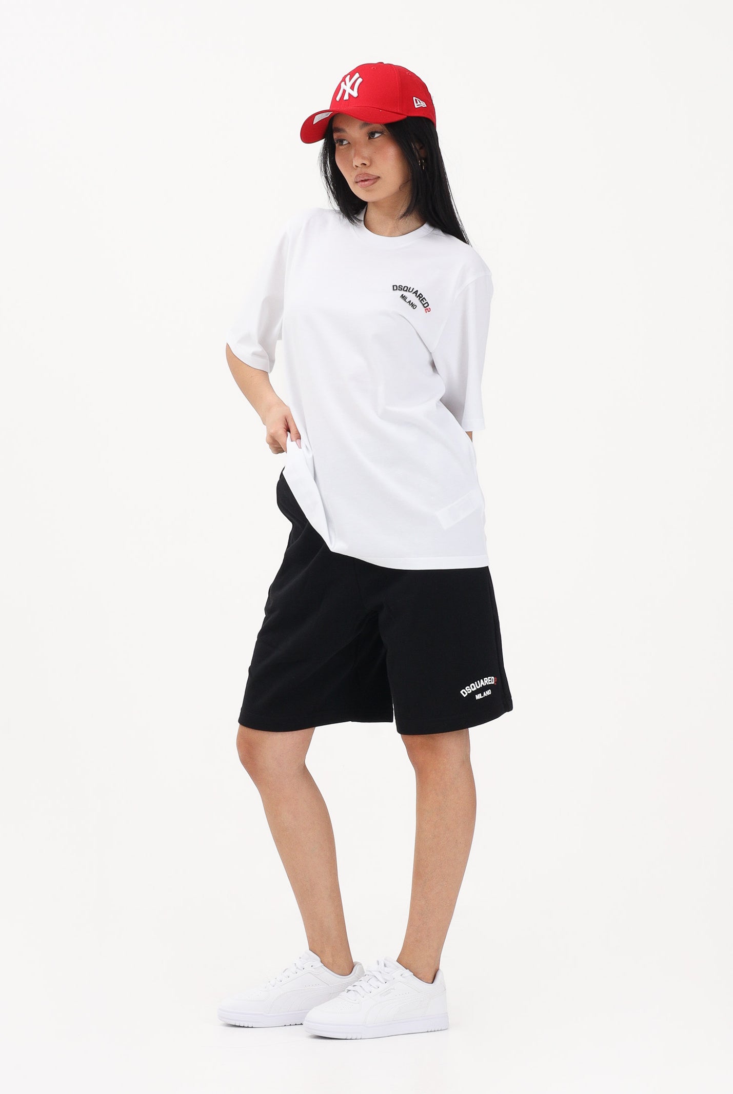 DSQUARED2 Shorts sportivo nero per donna, ragazzi e bambini con logo DQ3201D0AGU DQ900 DSQUARED2