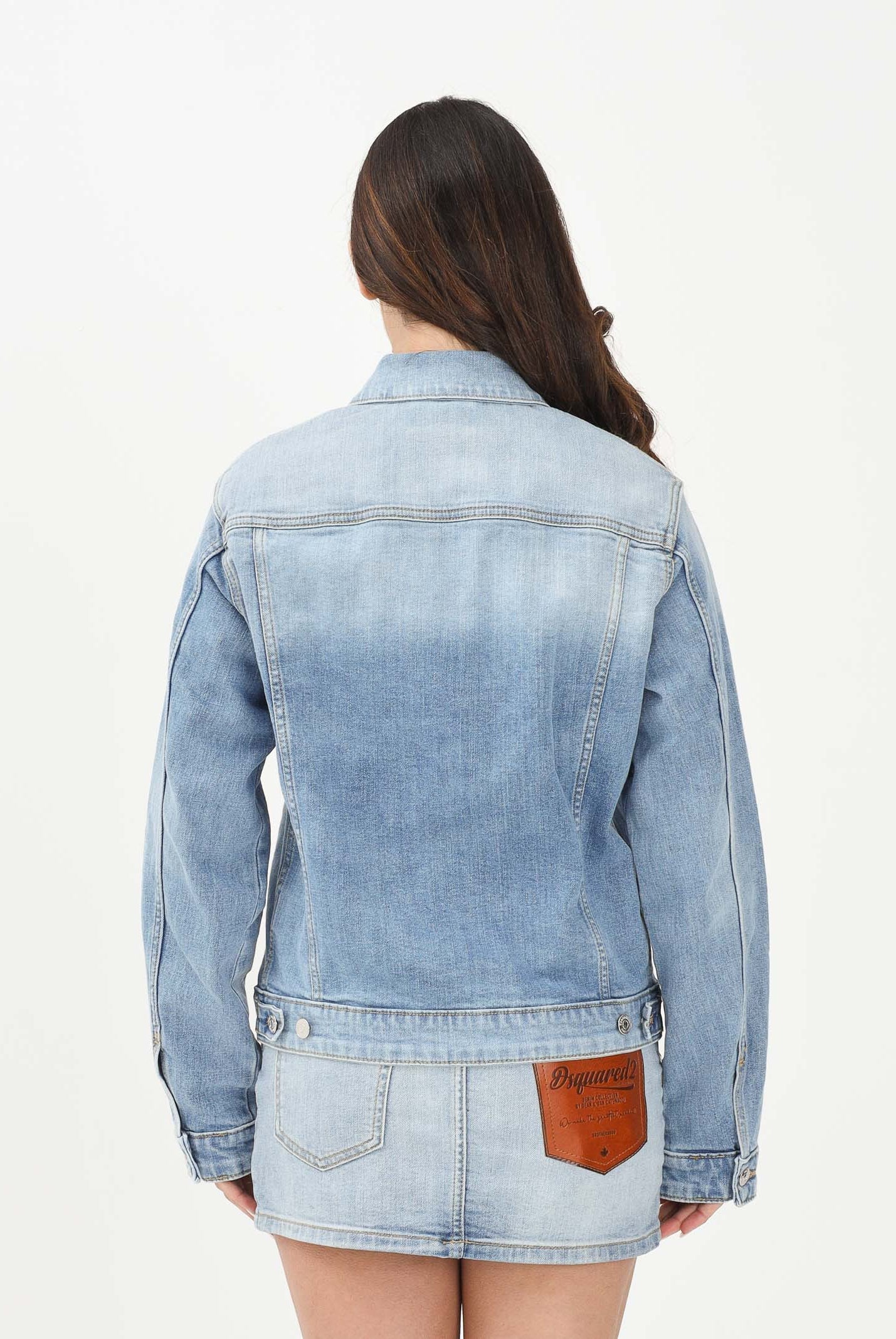 DSQUARED2 Giubbotto di jeans in denim chiaro per donna, ragazzi e bambini con logo DQ3240D0AF3 DQ01 DSQUARED2