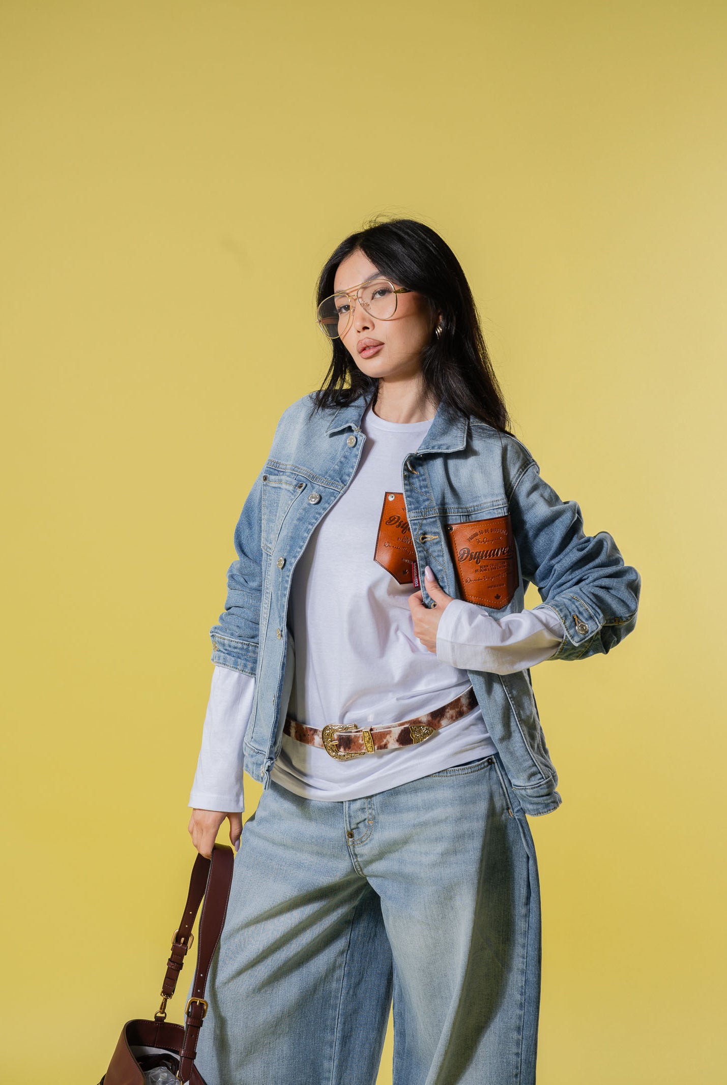 DSQUARED2 Giubbotto di jeans in denim chiaro per donna, ragazzi e bambini con logo DQ3240D0AF3 DQ01 DSQUARED2
