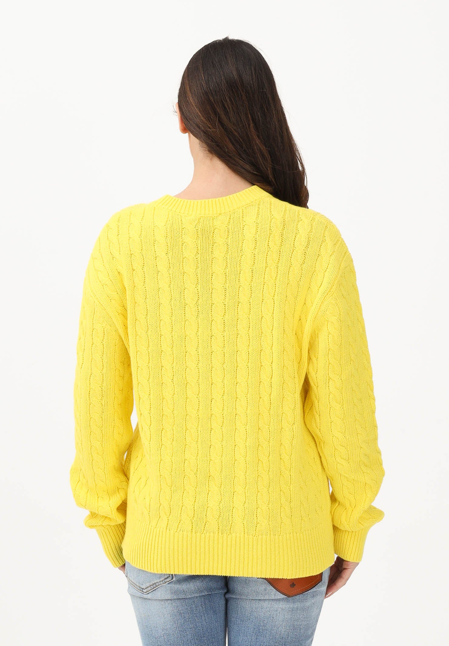 DSQUARED2 Maglioncino girocollo giallo per donna, bambino e bambina con patch logo DQ3244D0ACU DQ220 DSQUARED2