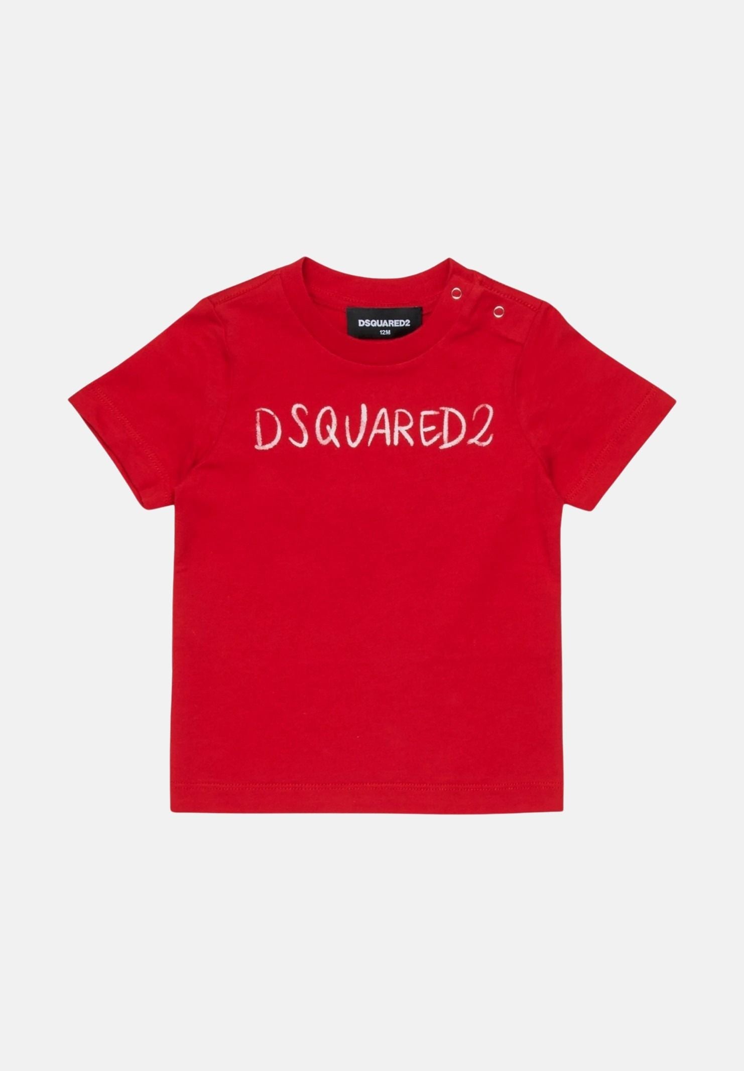 DSQUARED2 T-shirt a manica corta rossa da neonato con logo DQ3266D0AGP DQ401 DSQUARED2