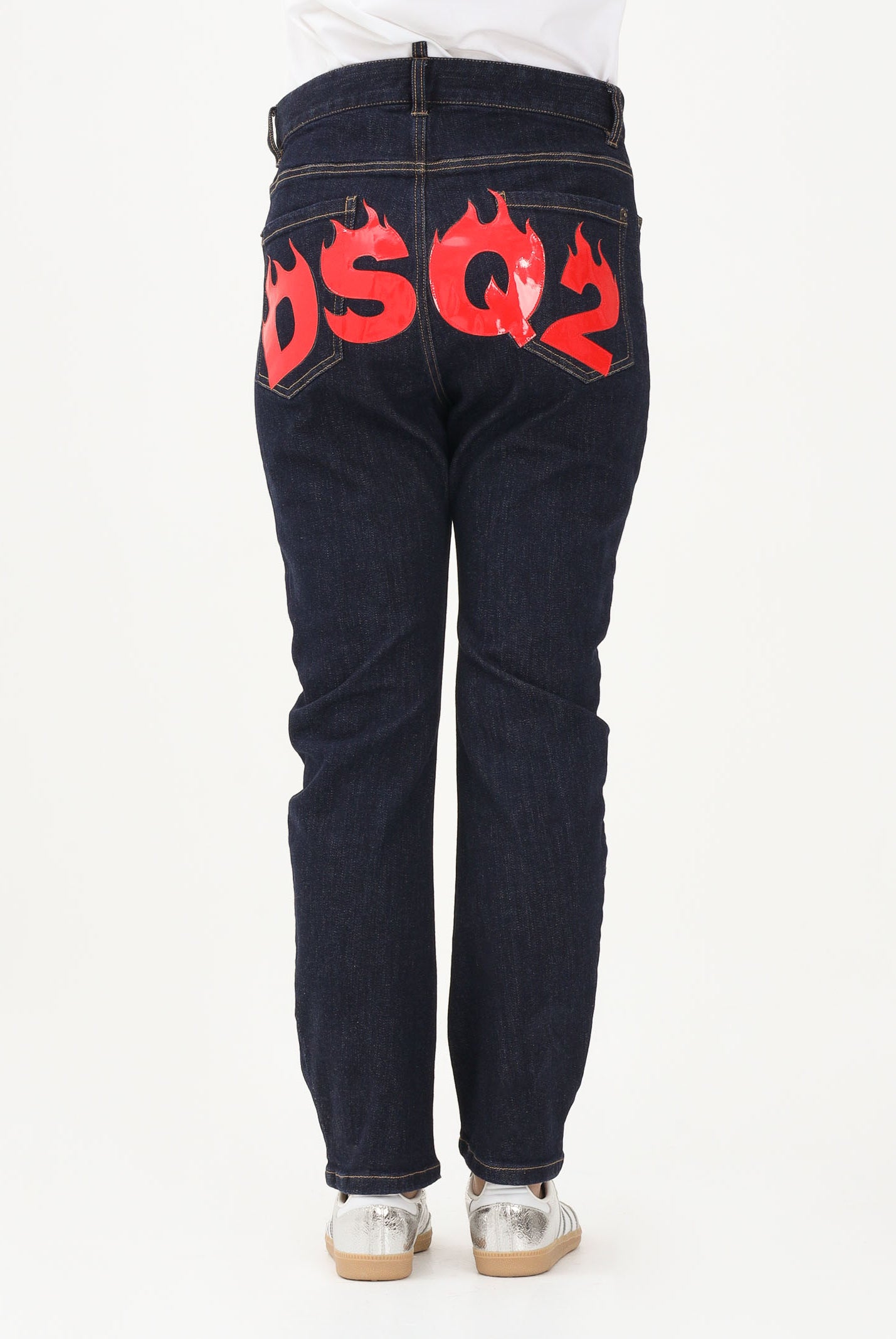 DSQUARED2 Jeans in denim blu scuro per donna, ragazzi e bambini con stampa sul retro DQ3283D0AFX DQ01 DSQUARED2