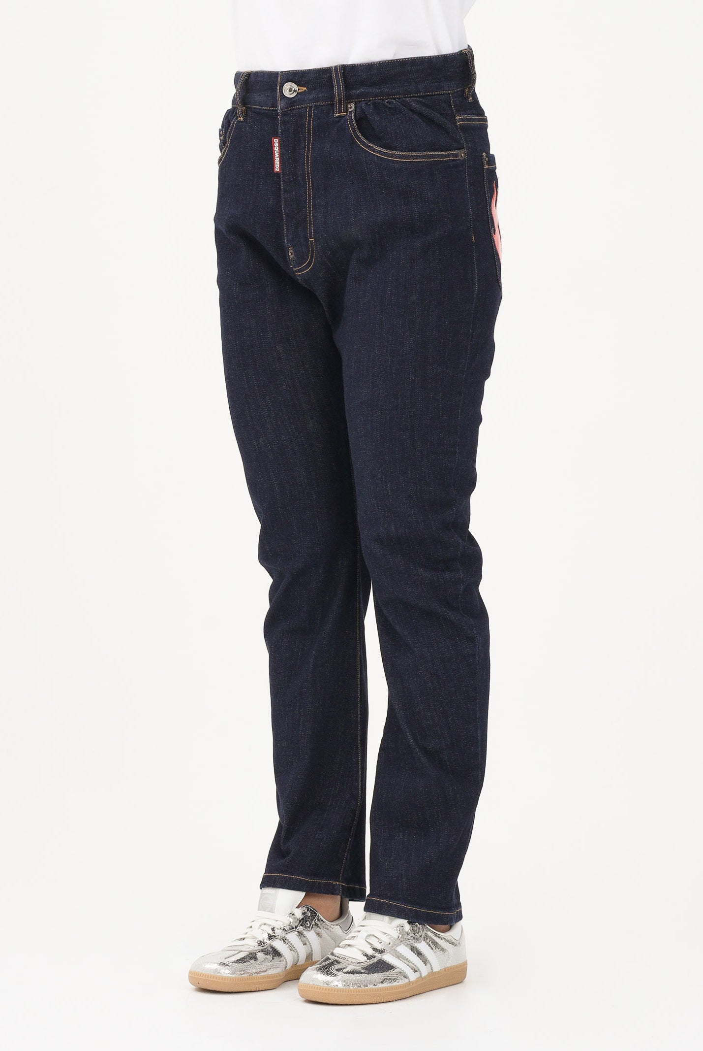 DSQUARED2 Jeans in denim blu scuro per donna, ragazzi e bambini con stampa sul retro DQ3283D0AFX DQ01 DSQUARED2