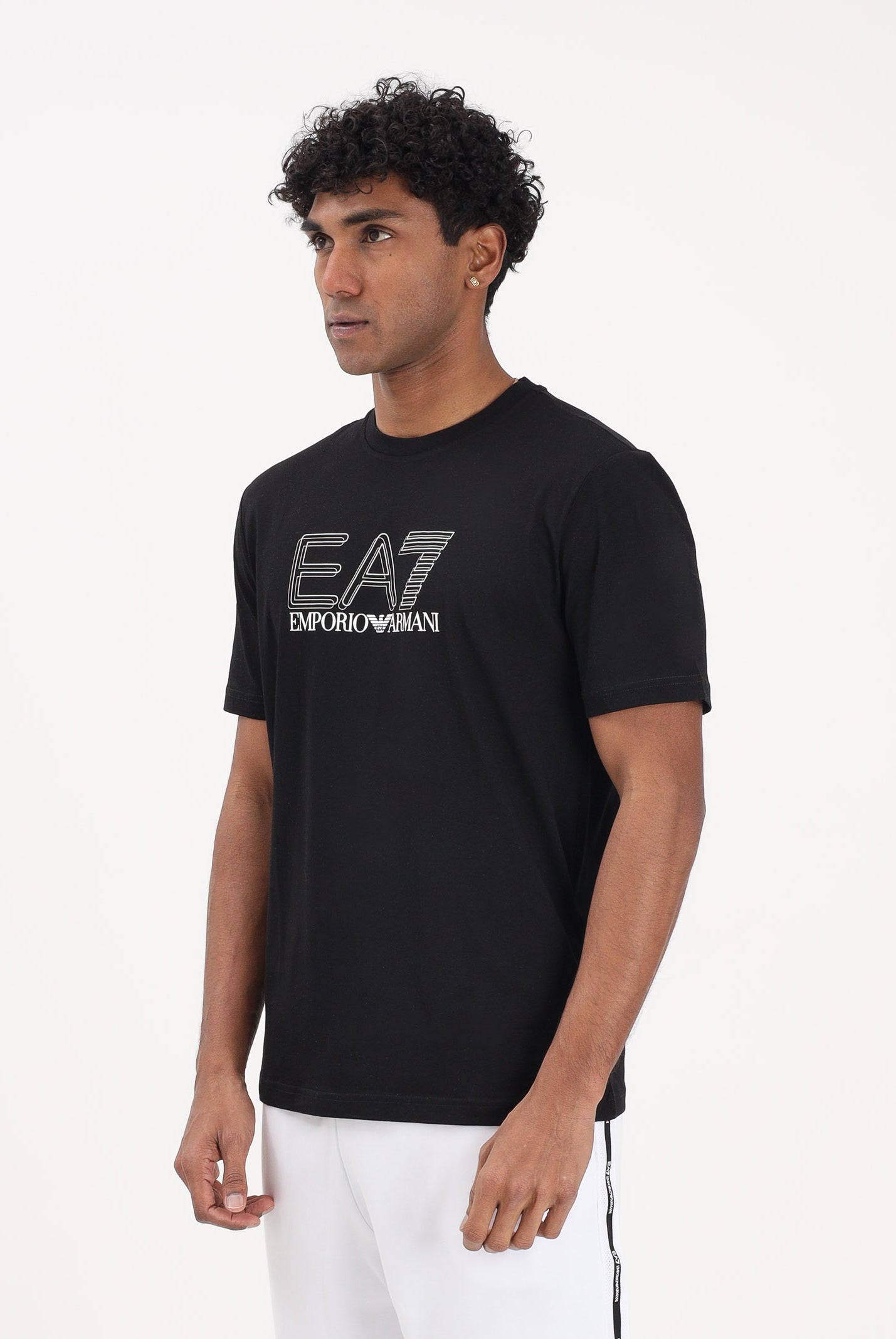 EA7 T-shirt a manica corta nera da uomo con stampa logo 7M001307AF10375 UC001 EA7
