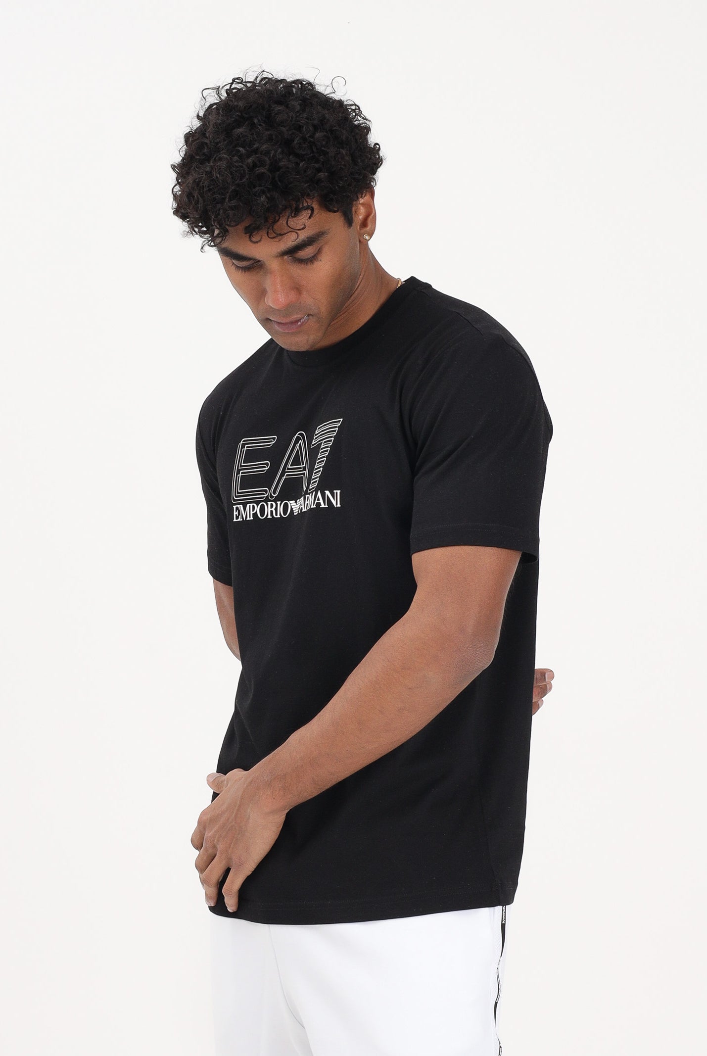 EA7 T-shirt a manica corta nera da uomo con stampa logo 7M001307AF10375 UC001 EA7