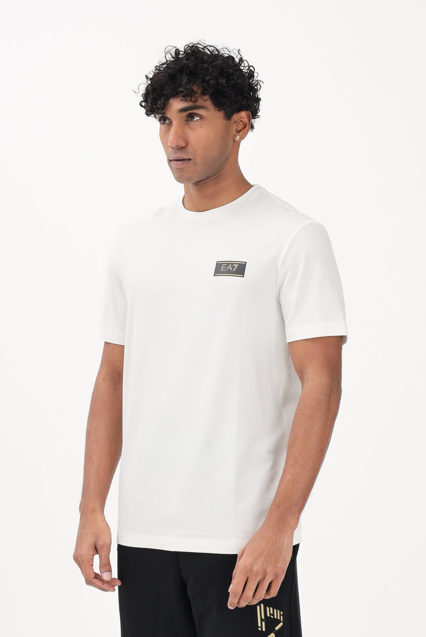 EA7 T-shirt a manica corta bianca da uomo con applicazione logo 7M001331AF13739 U0004 EA7