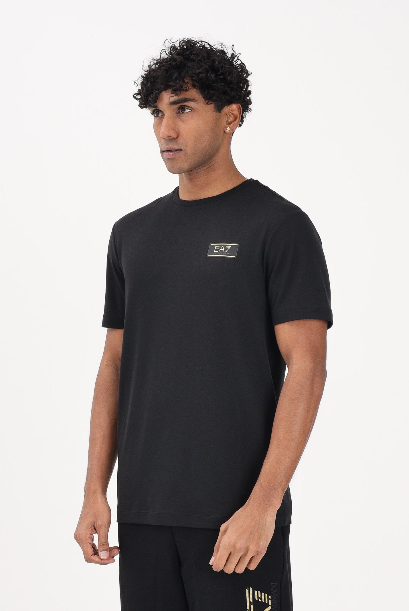 EA7 T-shirt a manica corta nera da uomo con applicazione logo 7M001331AF13739 UC001 EA7