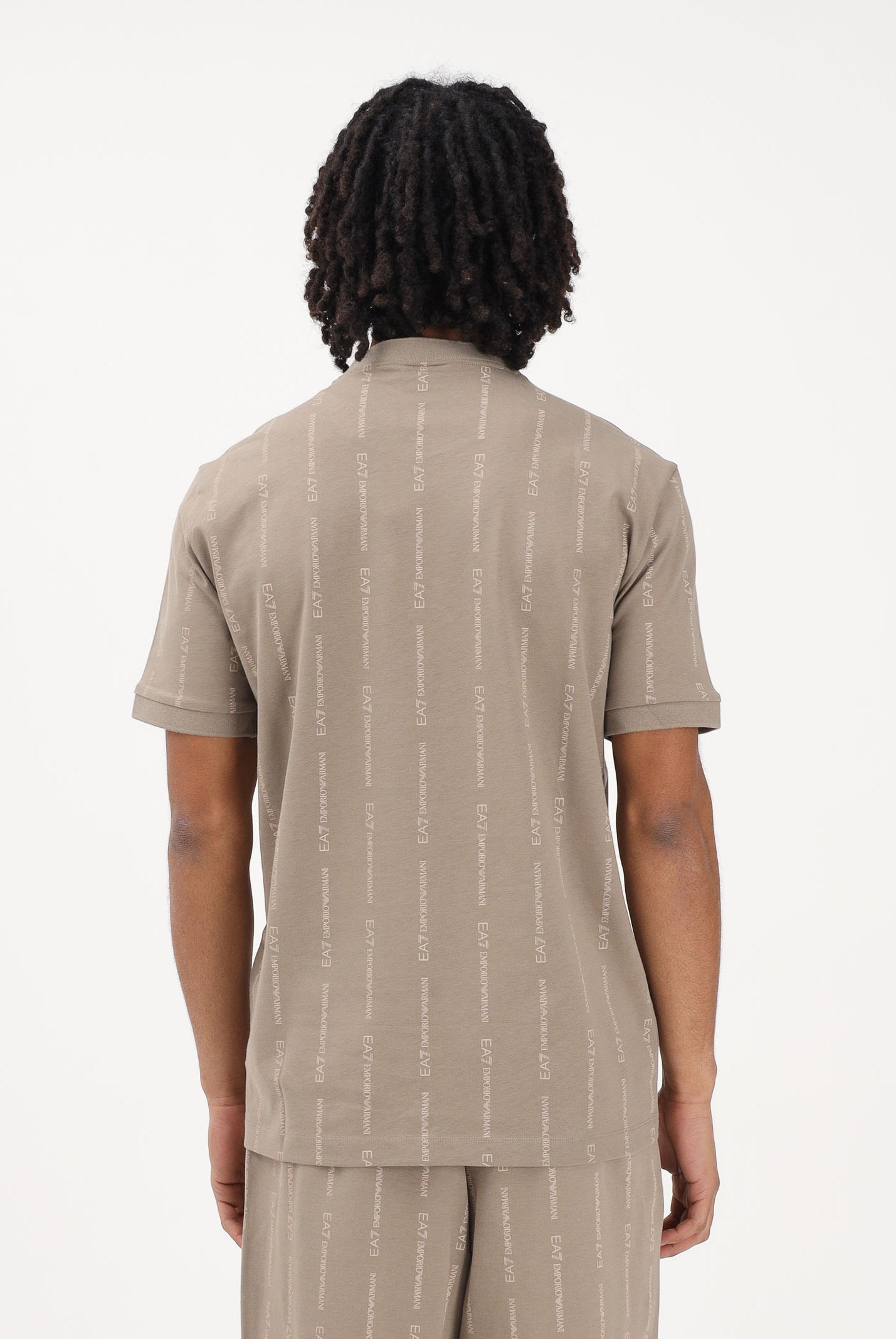EA7 T-shirt a manica corta beige da uomo con logo all-over 7M001391AF12874 F1030 EA7