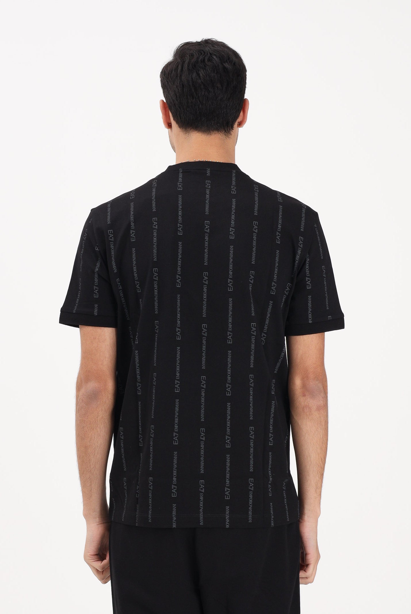 EA7 T-shirt a manica corta nera da uomo con logo all-over 7M001391AF12874 FC039 EA7