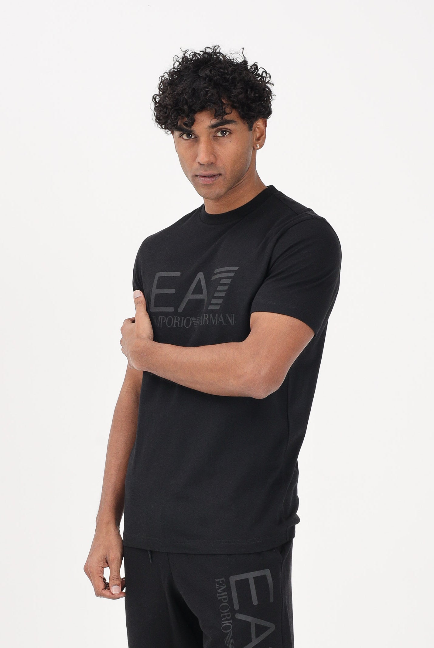 EA7 T-shirt a manica corta nera da uomo con stampa logo 7M001412AF22264 MC005 EA7
