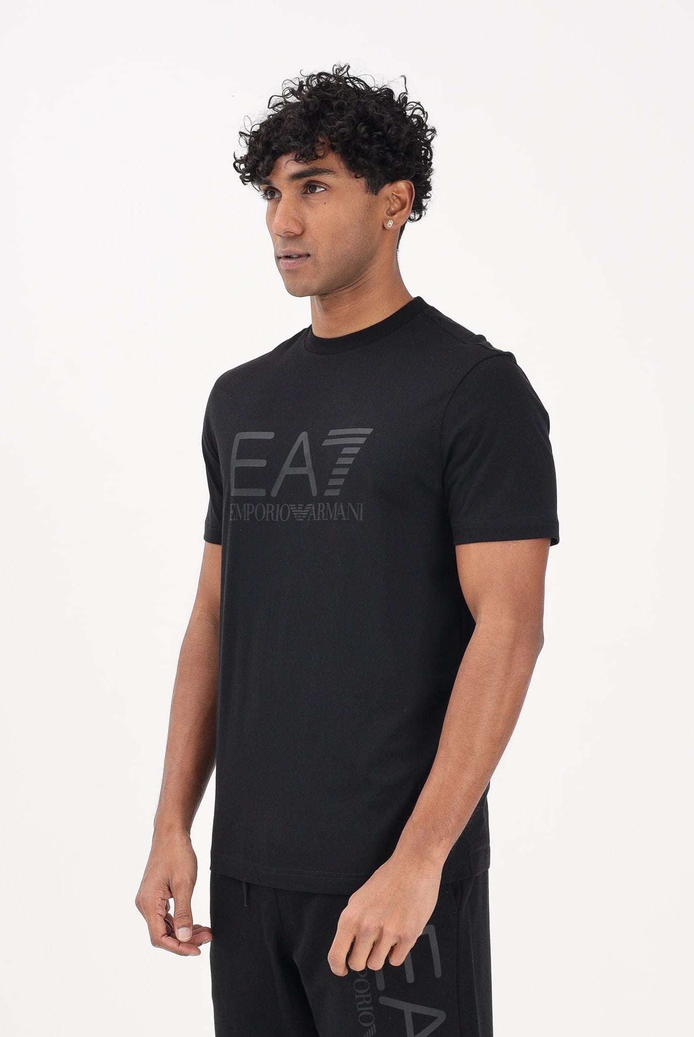 EA7 T-shirt a manica corta nera da uomo con stampa logo 7M001412AF22264 MC005 EA7