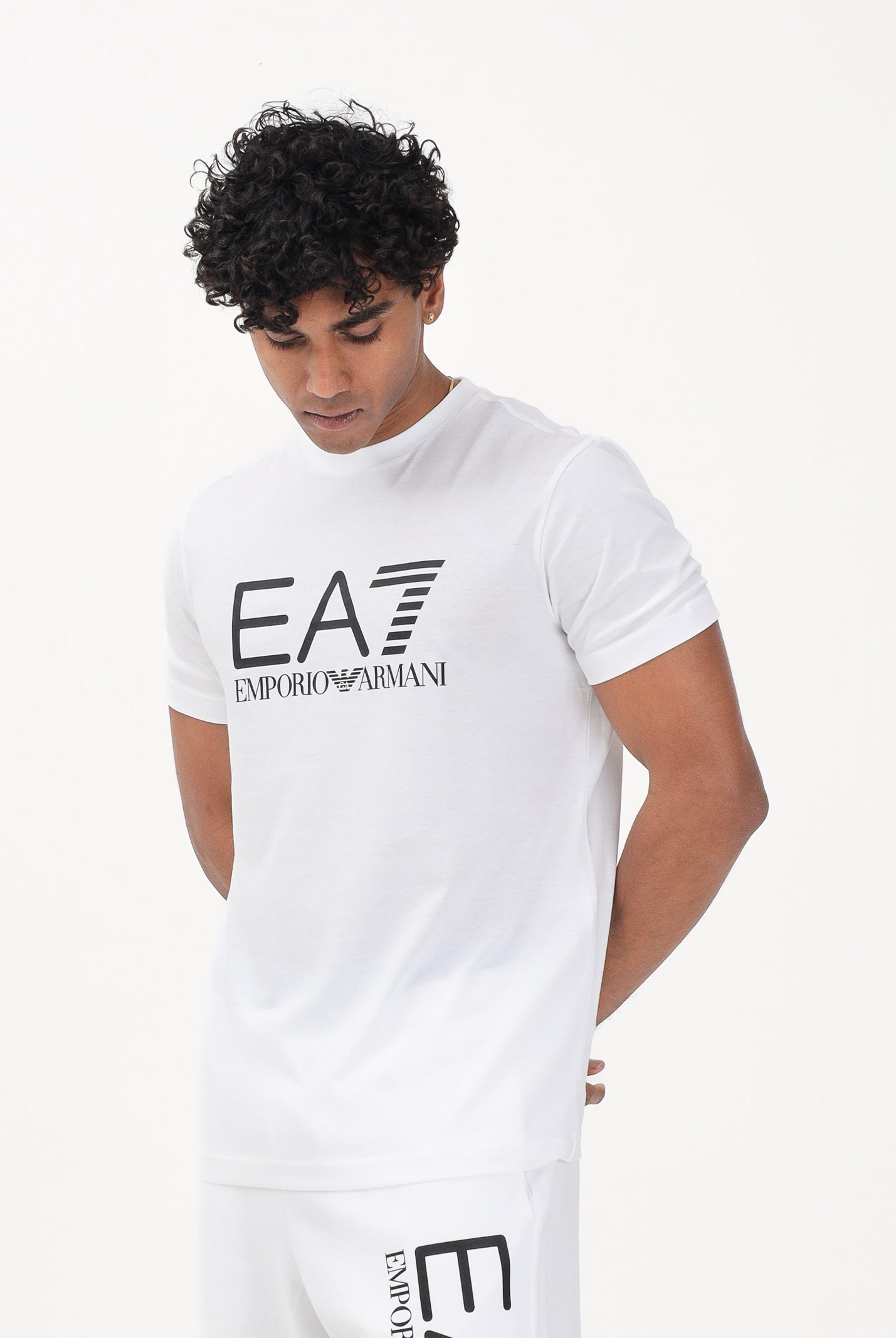 EA7 T-shirt a manica corta bianca da uomo con stampa logo 7M001412AF22264 U0002 EA7