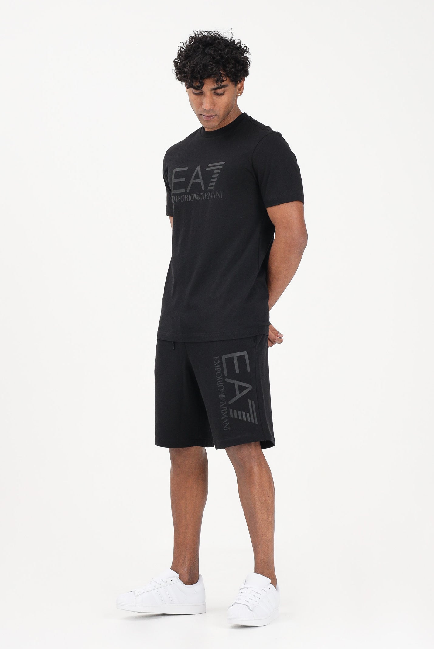 EA7 Shorts nero da uomo con logo 7M001414AF22266 MC005 EA7