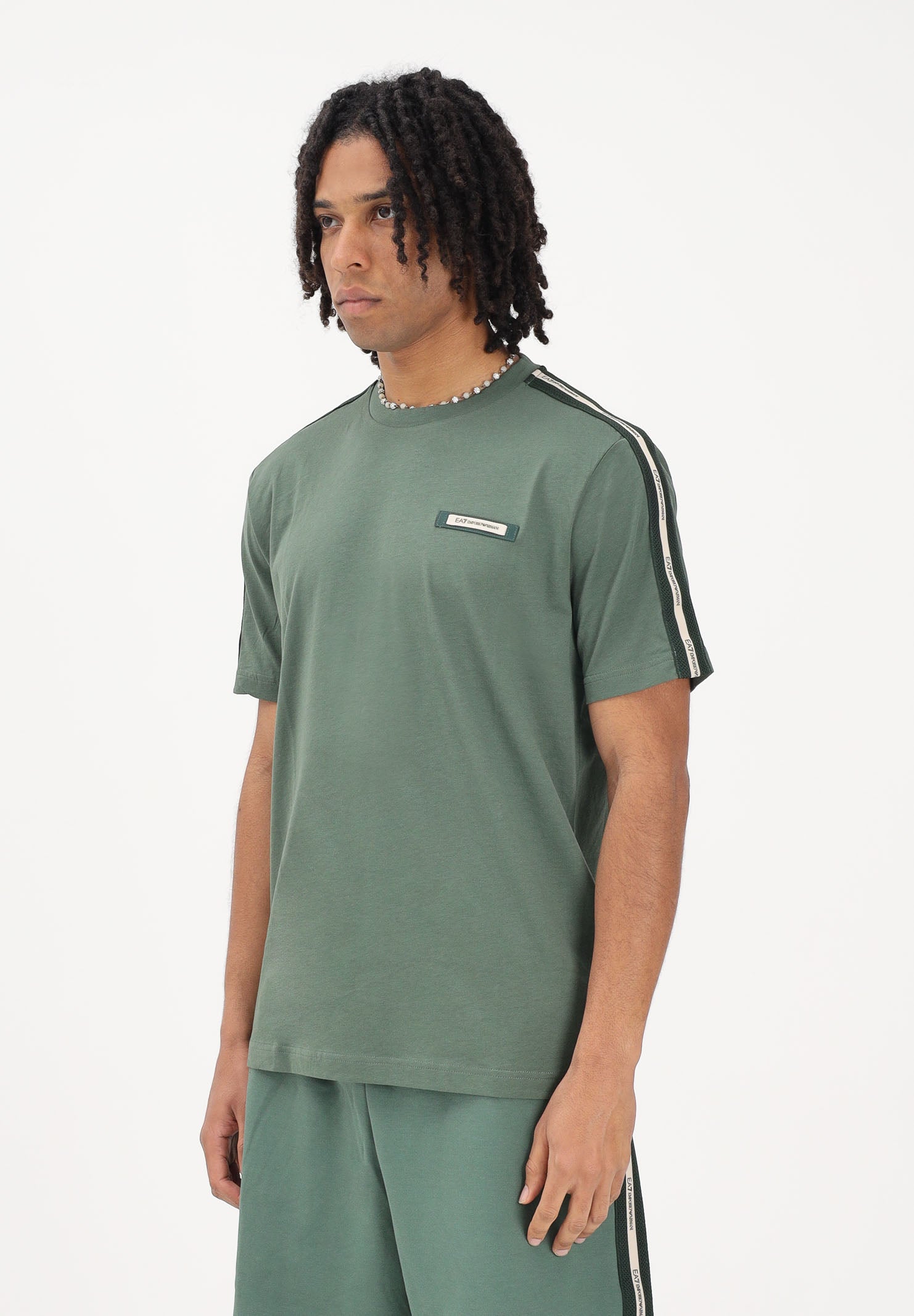 EA7 T-shirt a manica corta verde da uomo con logo 7M001476AF10375 U7260 EA7