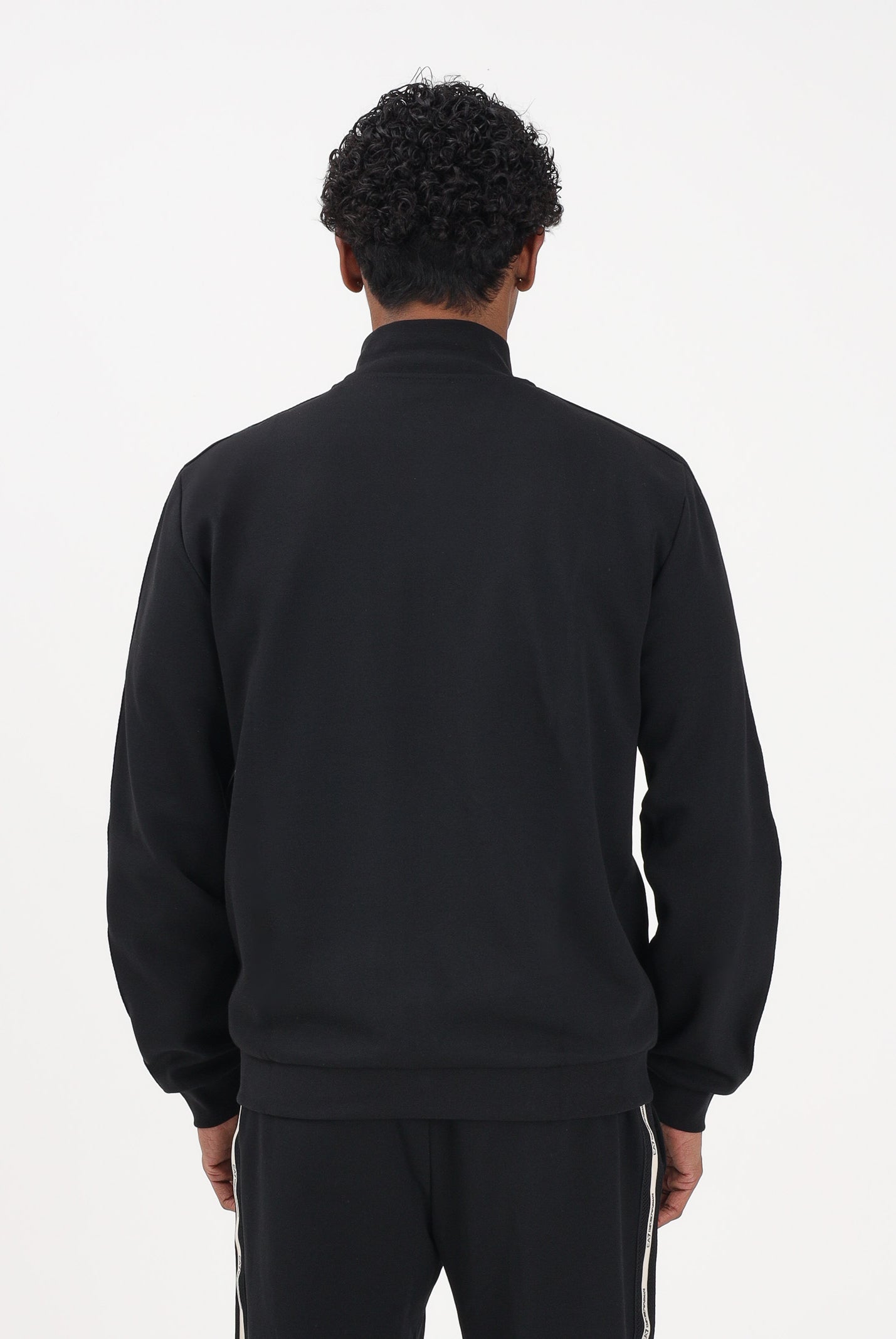 EA7 Felpa con zip nera da uomo caratterizzata da bande logate a contrasto 7M001479AF12660 UC001 EA7