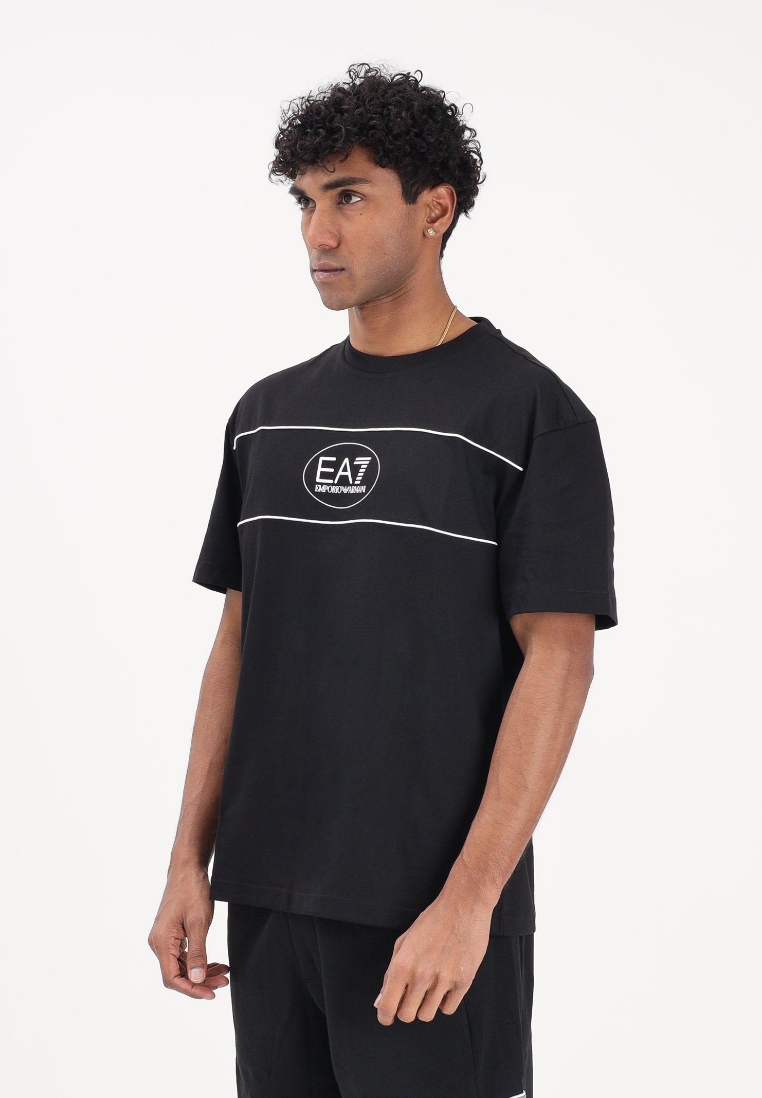EA7 T-shirt a manica corta nera da uomo con stampa logo 7M001494AF16548 UC001 EA7