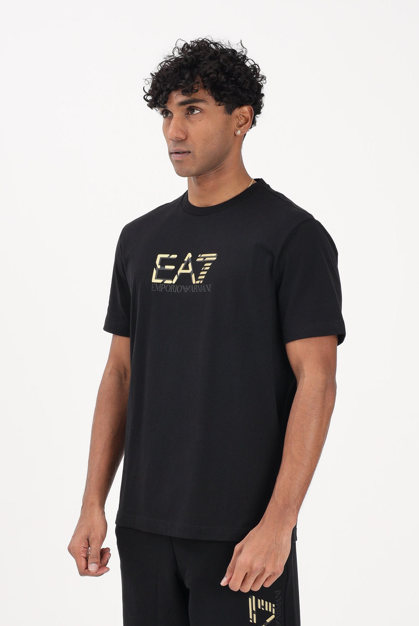 EA7 T-shirt a manica corta nera da uomo con stampa logo 7M001562AF17789 UC001 EA7