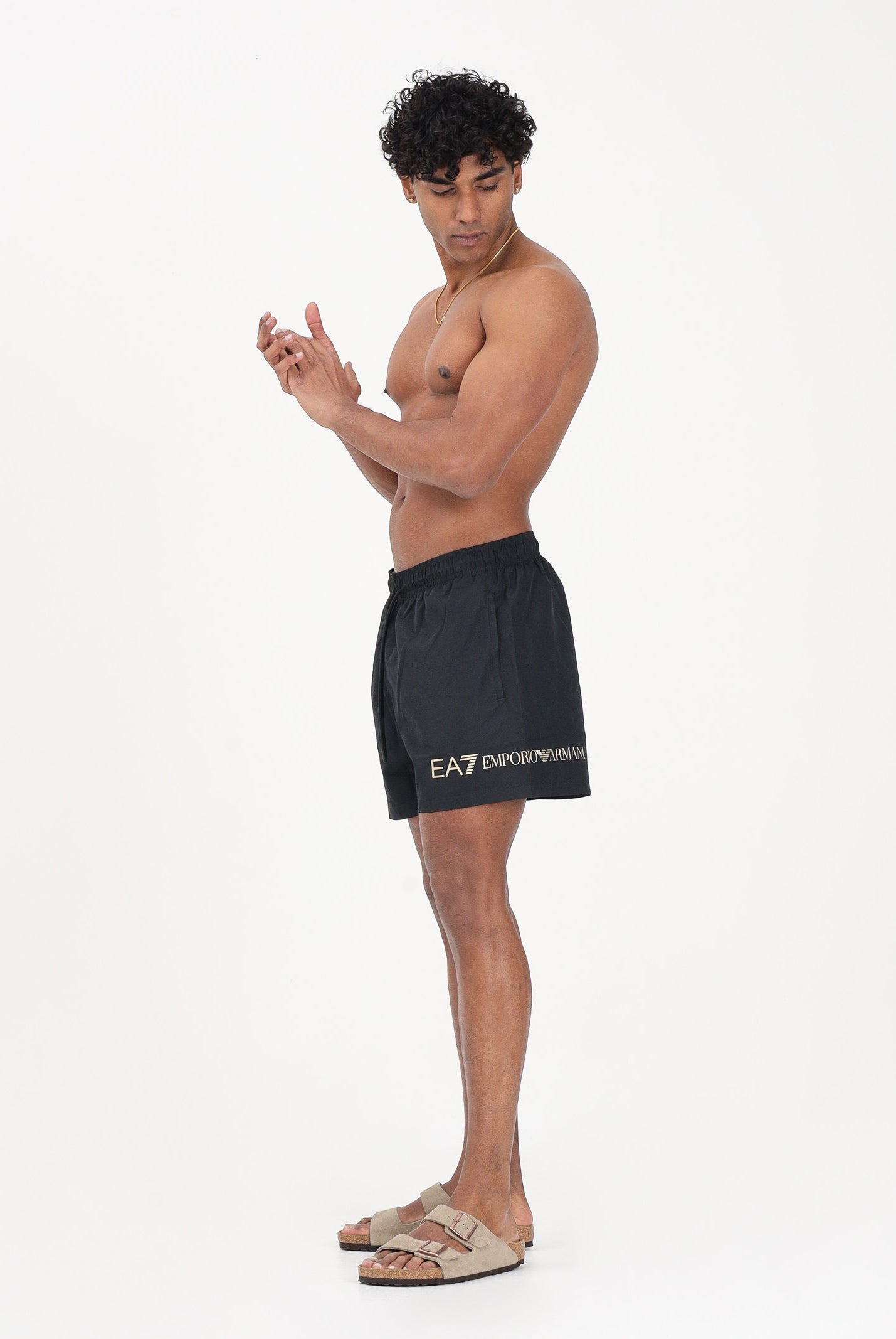 EA7 Shorts mare nero da uomo con stampa logo 7M002000AF13049 MC004 EA7