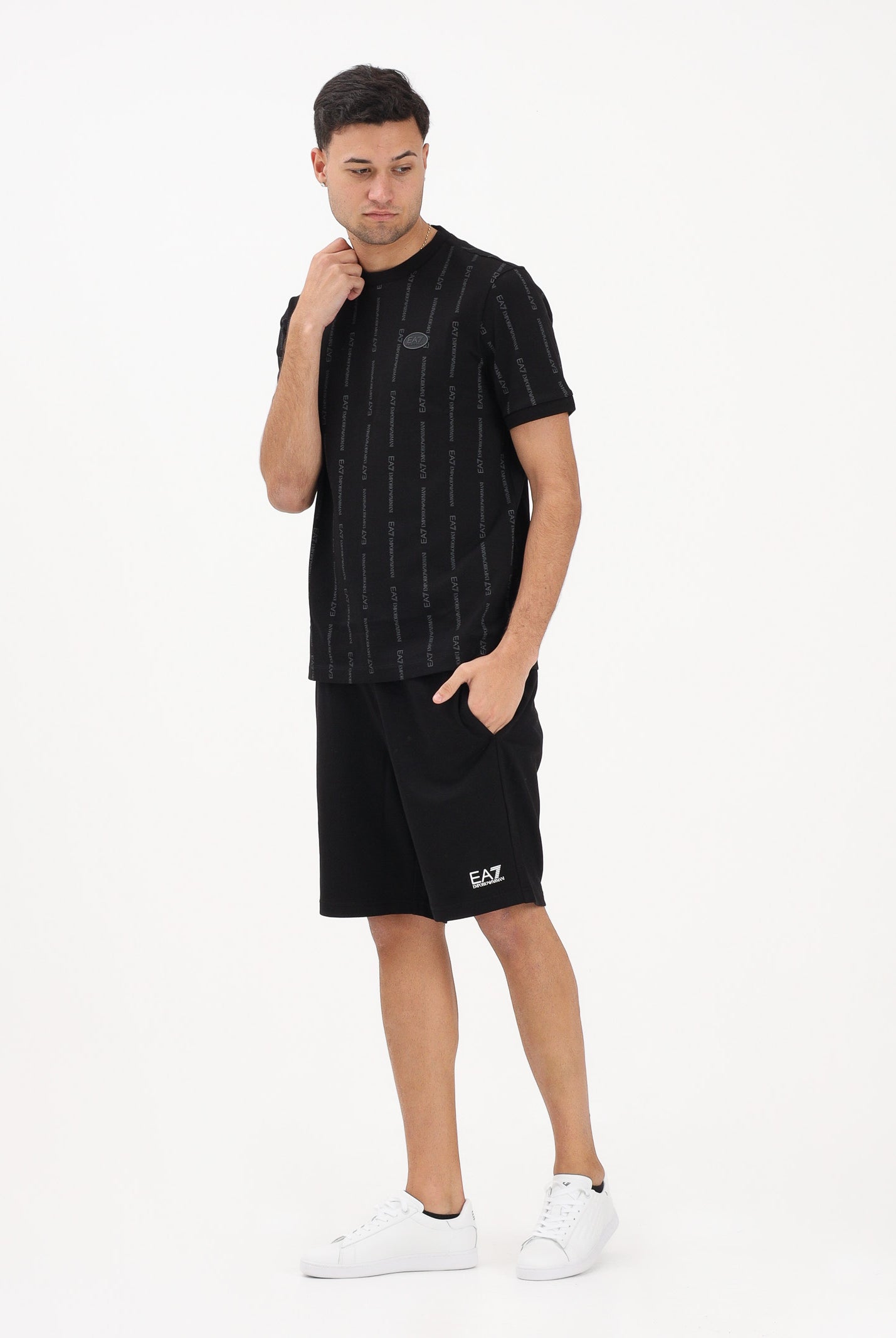 EA7 Shorts sportivo nero da uomo con logo 8NPS65PJVRZ 1200 EA7