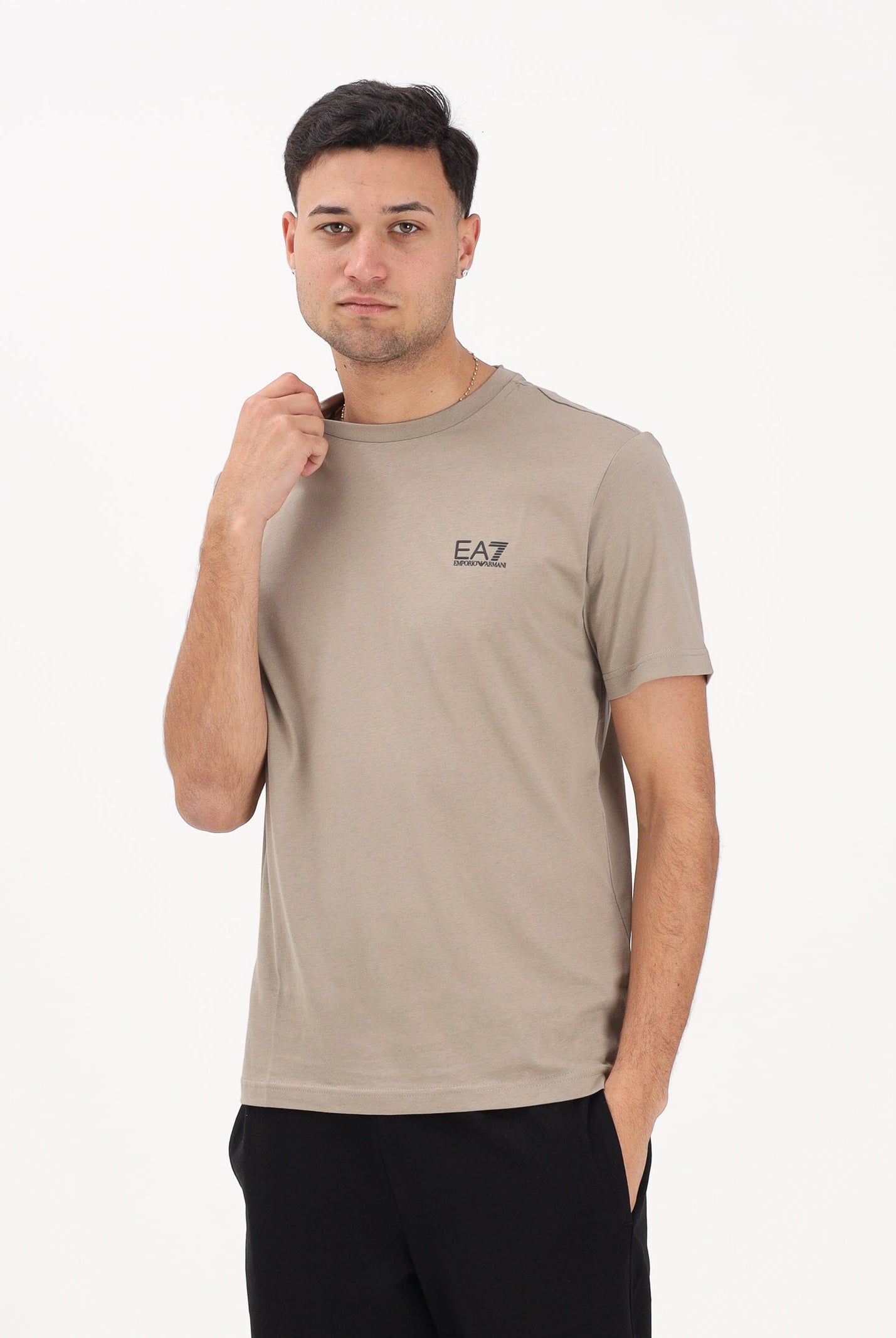 EA7 T-shirt a manica corta beige da uomo con logo 8NPT25PJVPZ U6167 EA7