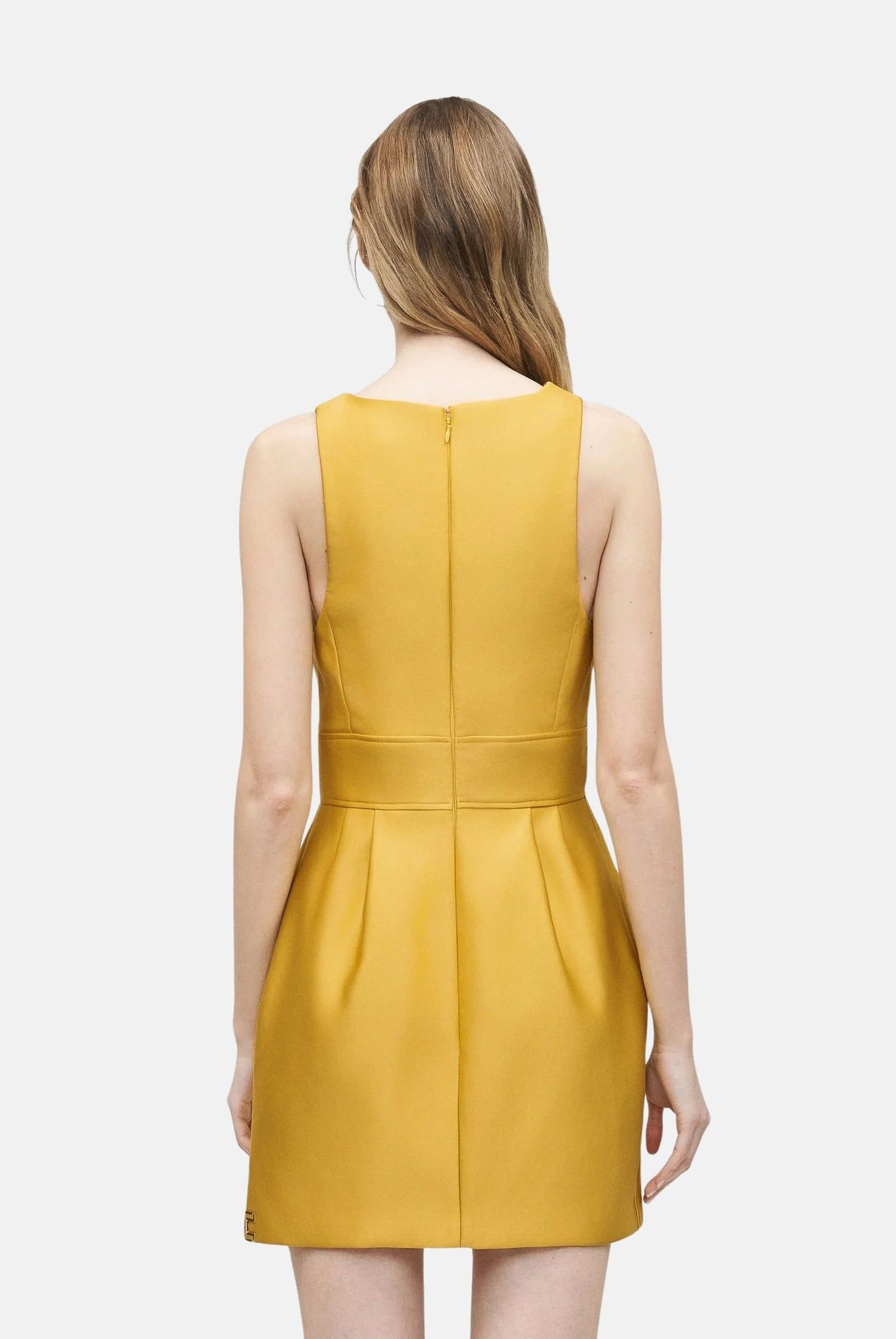 ELISABETTA FRANCHI abito corto elegante in duchesse giallo Sun donna. AB87561E2 EV4 ELISABETTA FRANCHI