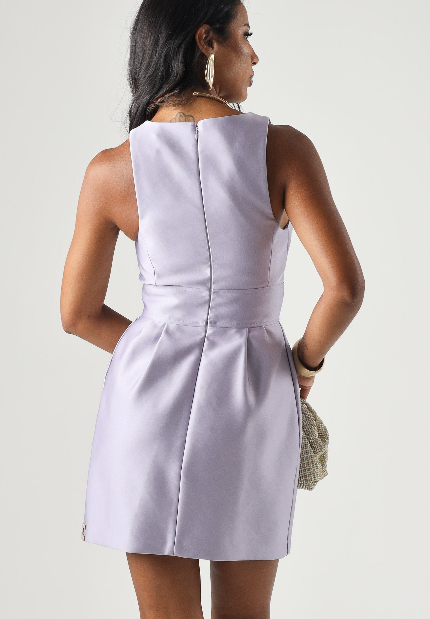 ELISABETTA FRANCHI Abito corto in duchesse lilla donna. AB87561E2 EV7 ELISABETTA FRANCHI